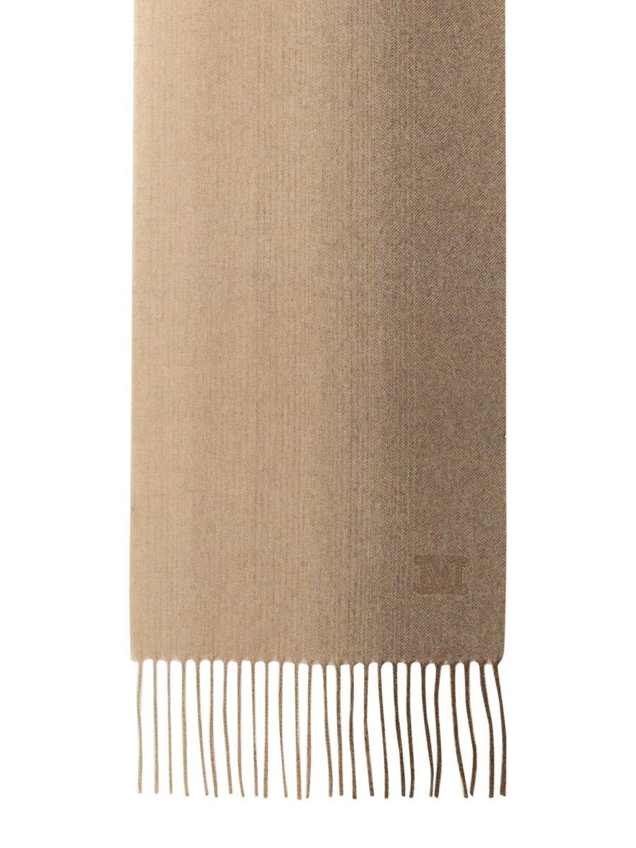 Shop Max Mara Logo Detailed Fringed Edge Scarf In Beige