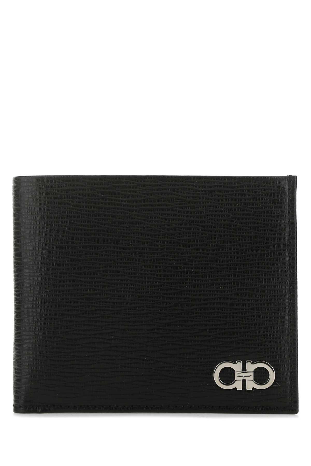 Shop Ferragamo Black Leather Wallet In Nerored