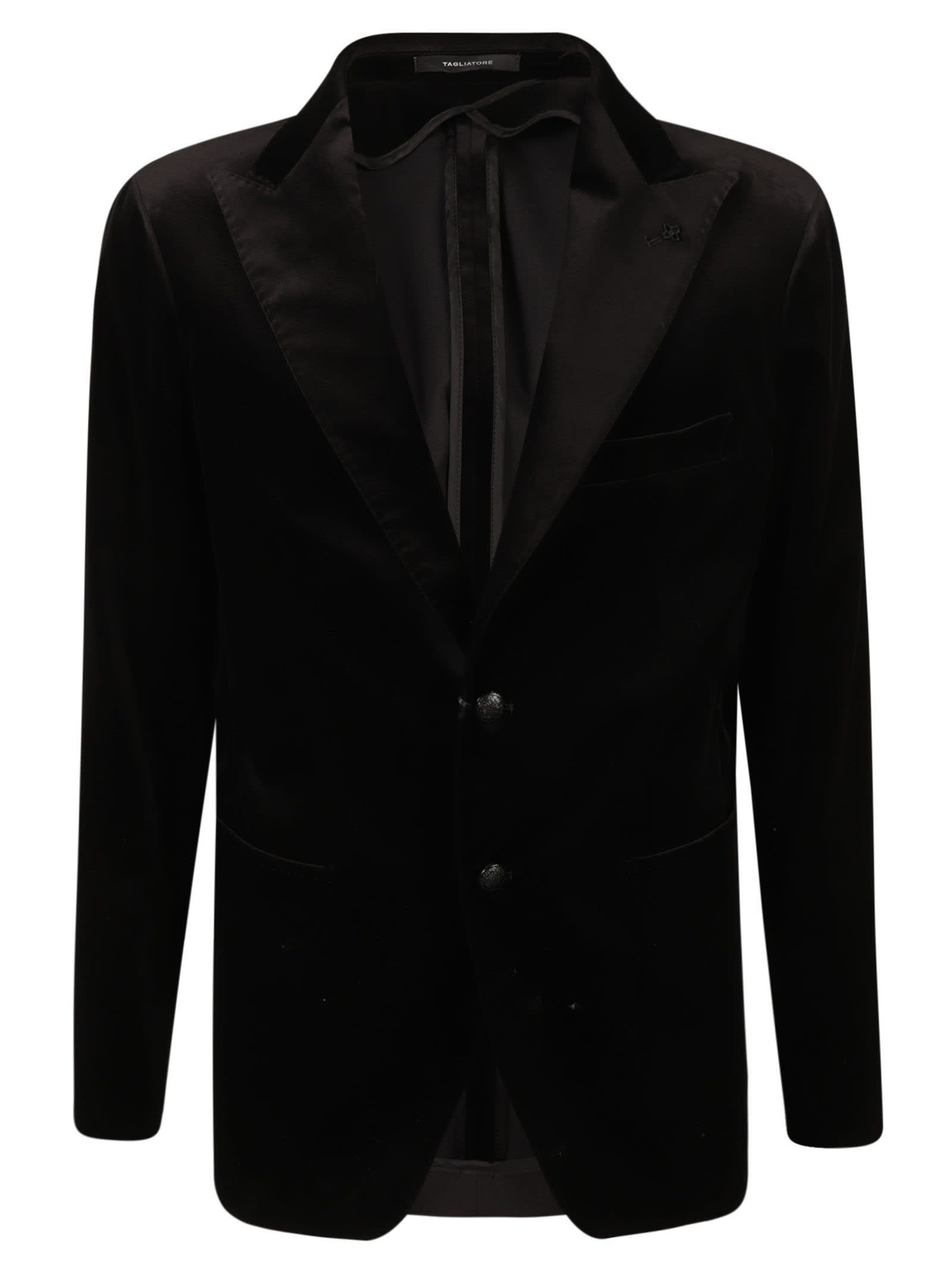 Shop Tagliatore Single Breasted Velvet Blazer In Black