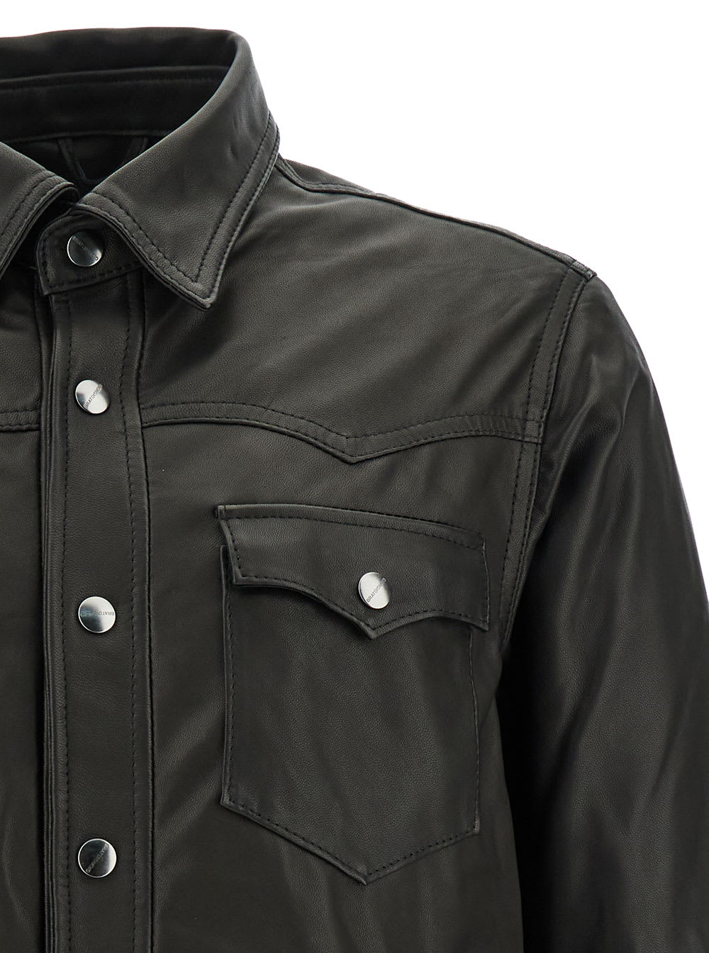 Shop Giorgio Brato Black Western Jacket With Long Sleeve In Smooth Leather Man