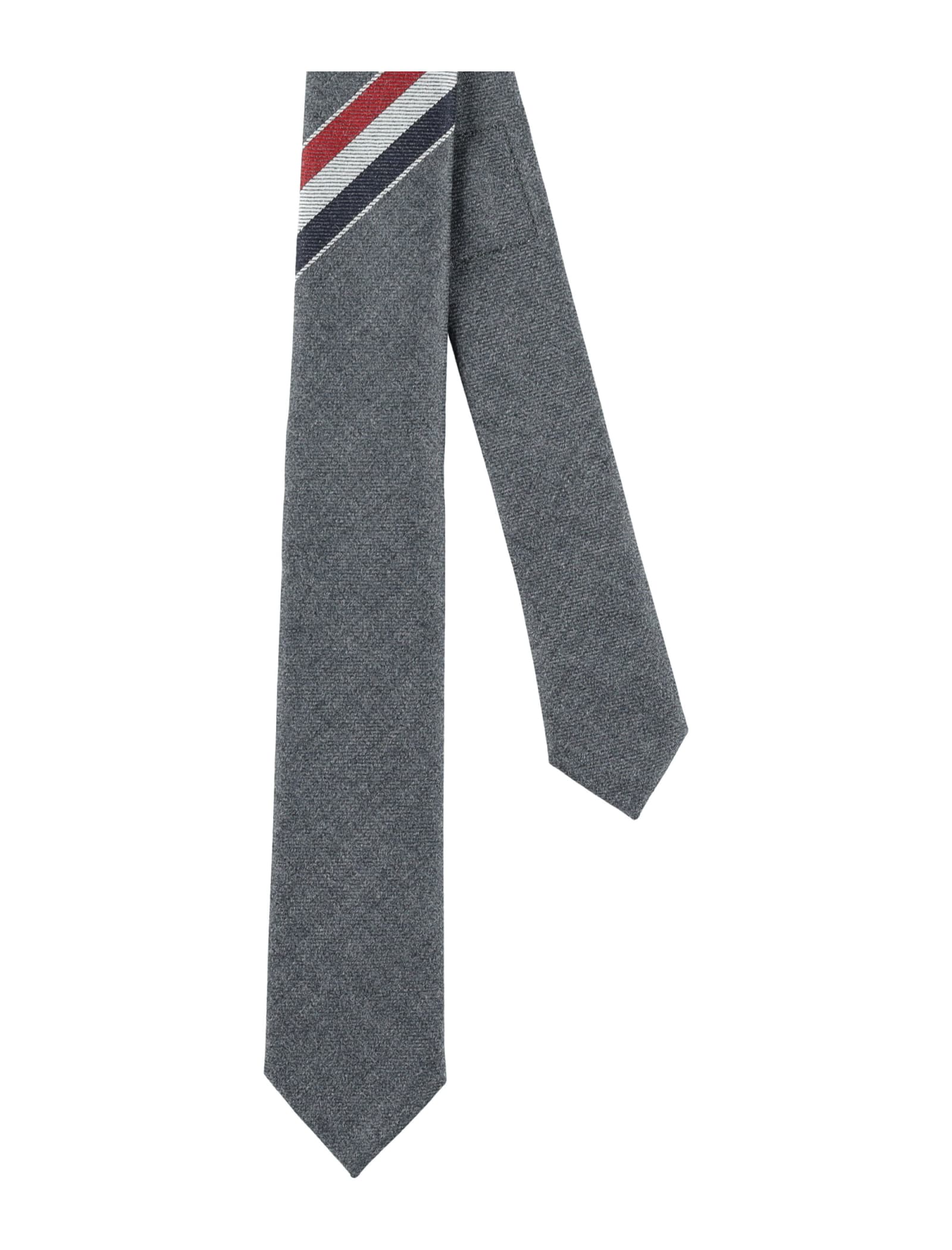 Shop Thom Browne Rwb Motif Tie In Dark Grey