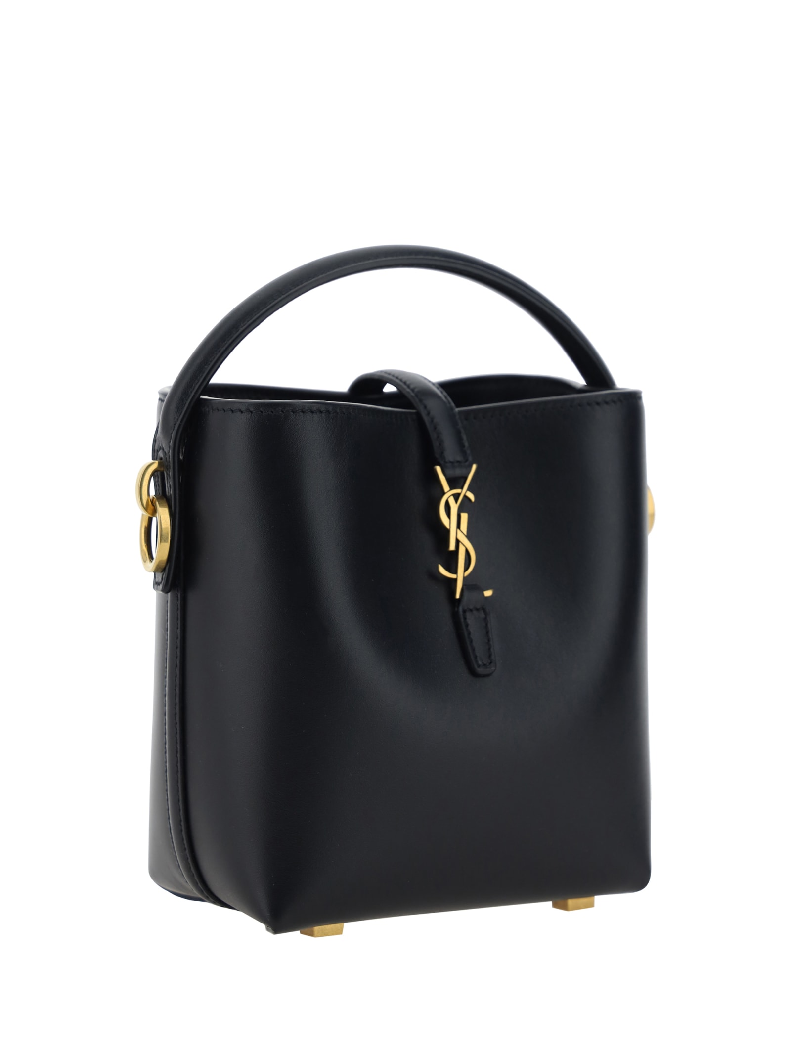 Saint Laurent Le 37 Mini Ysl Bucket Bag In Smooth Leather In Black