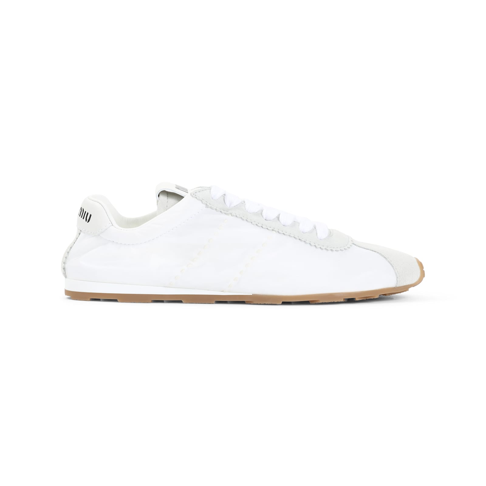 Miu Miu White Leather Low Top Sneakers In Bianco