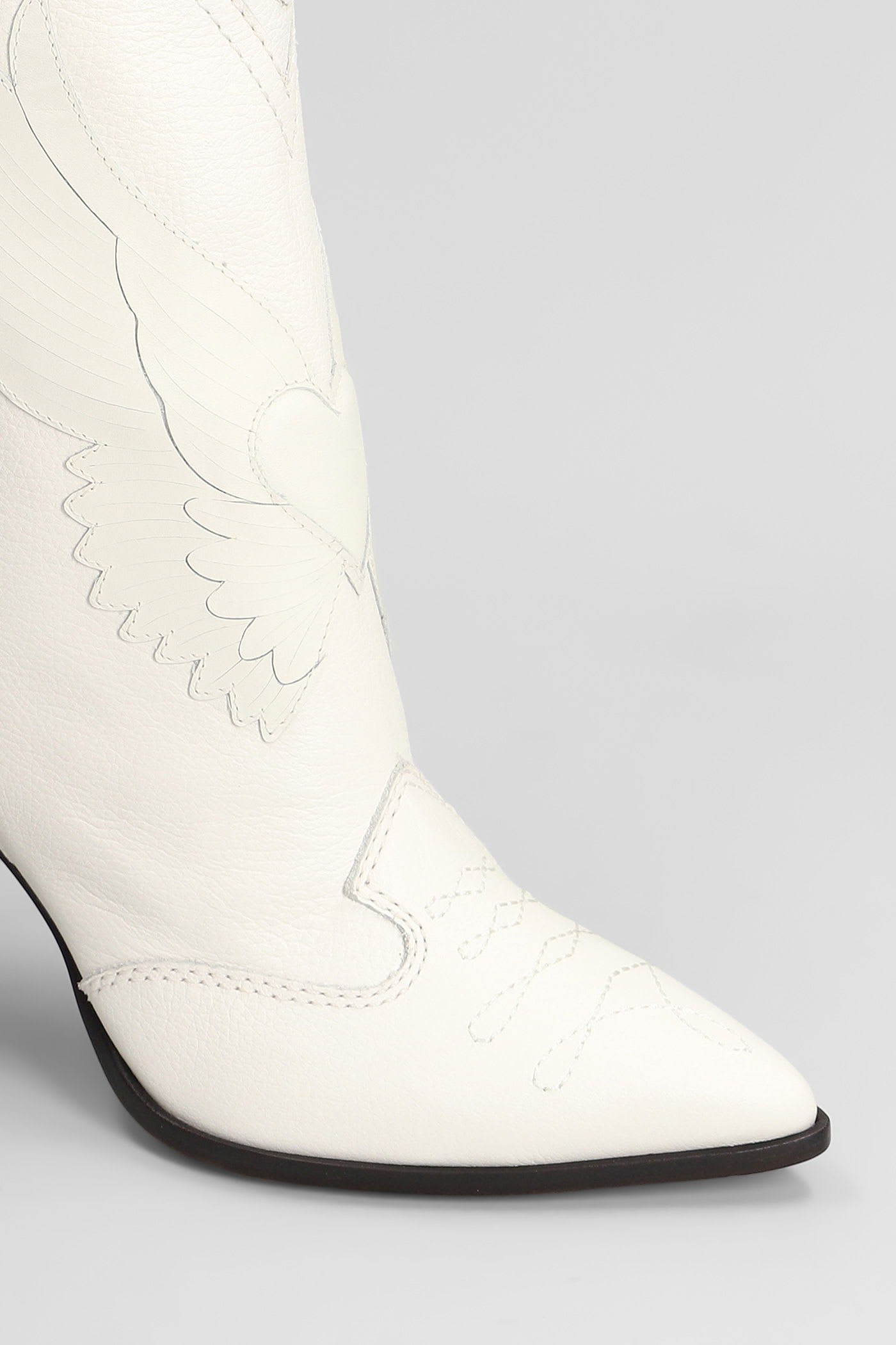 Sophia Webster Cherub Texan Ankle Boots In White Leather In White