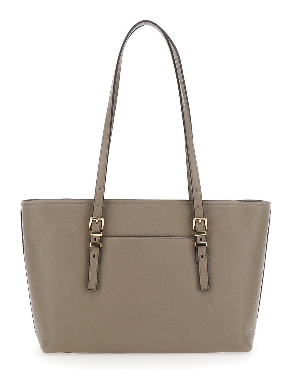 Michael Michael Kors Quinn Grey Medium Tote Bag With Removable Logo Charm And Embossed Logo Lettering On The Front In Gra