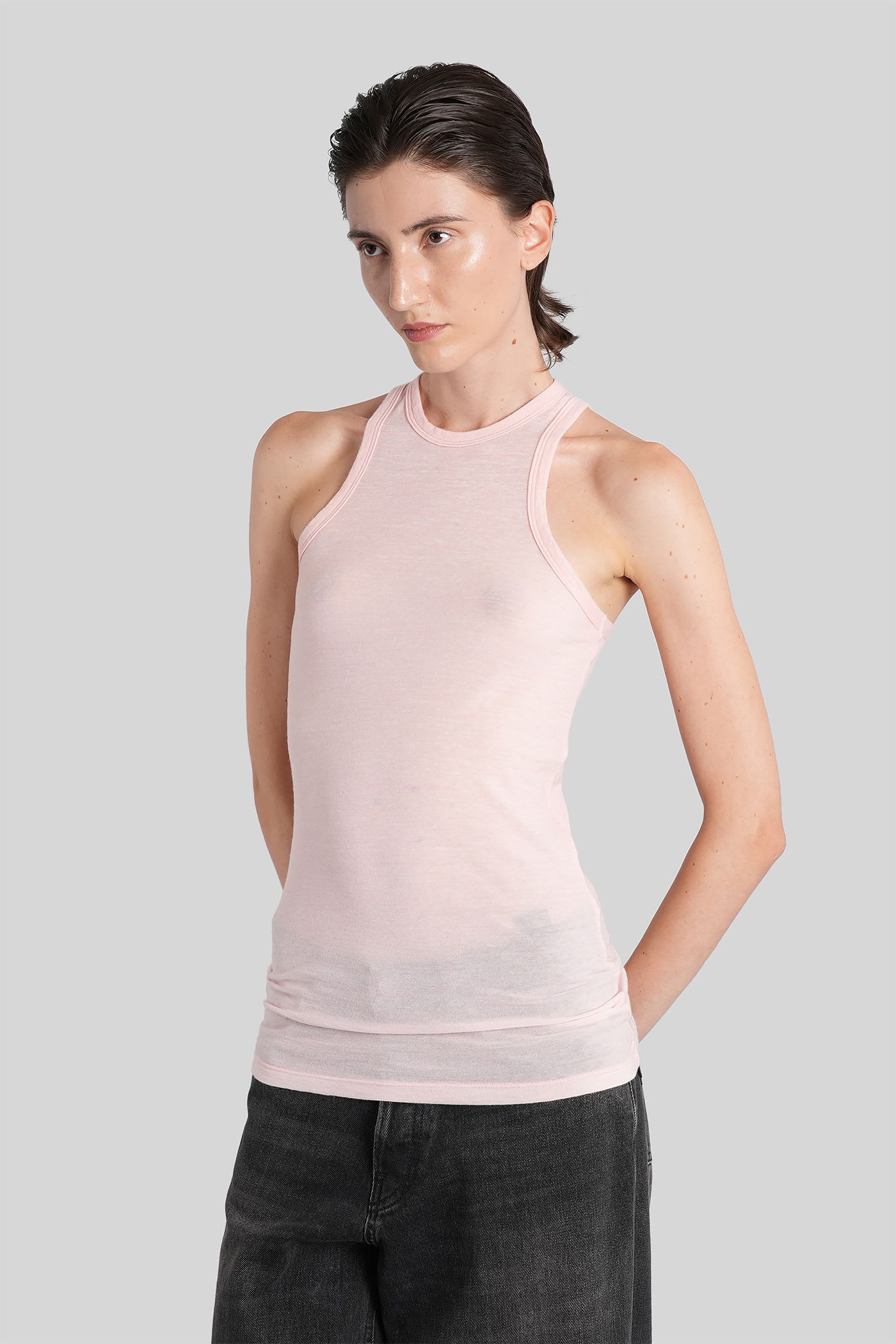 Haikure Eve Tank Top In Rose-pink Wool In Pink