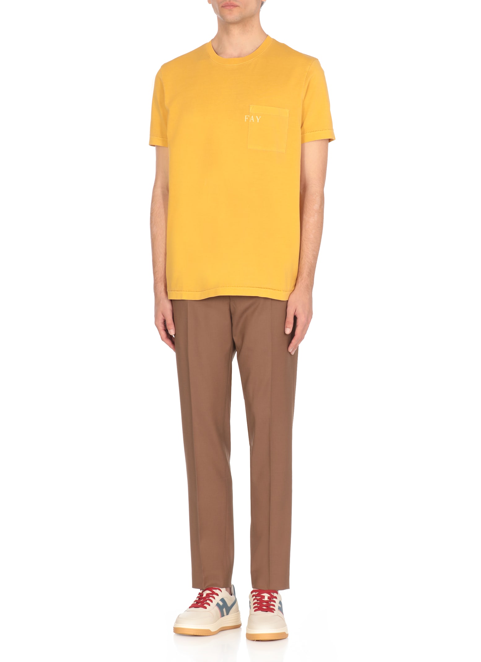 Fay T-shirt With Logo In Yellow