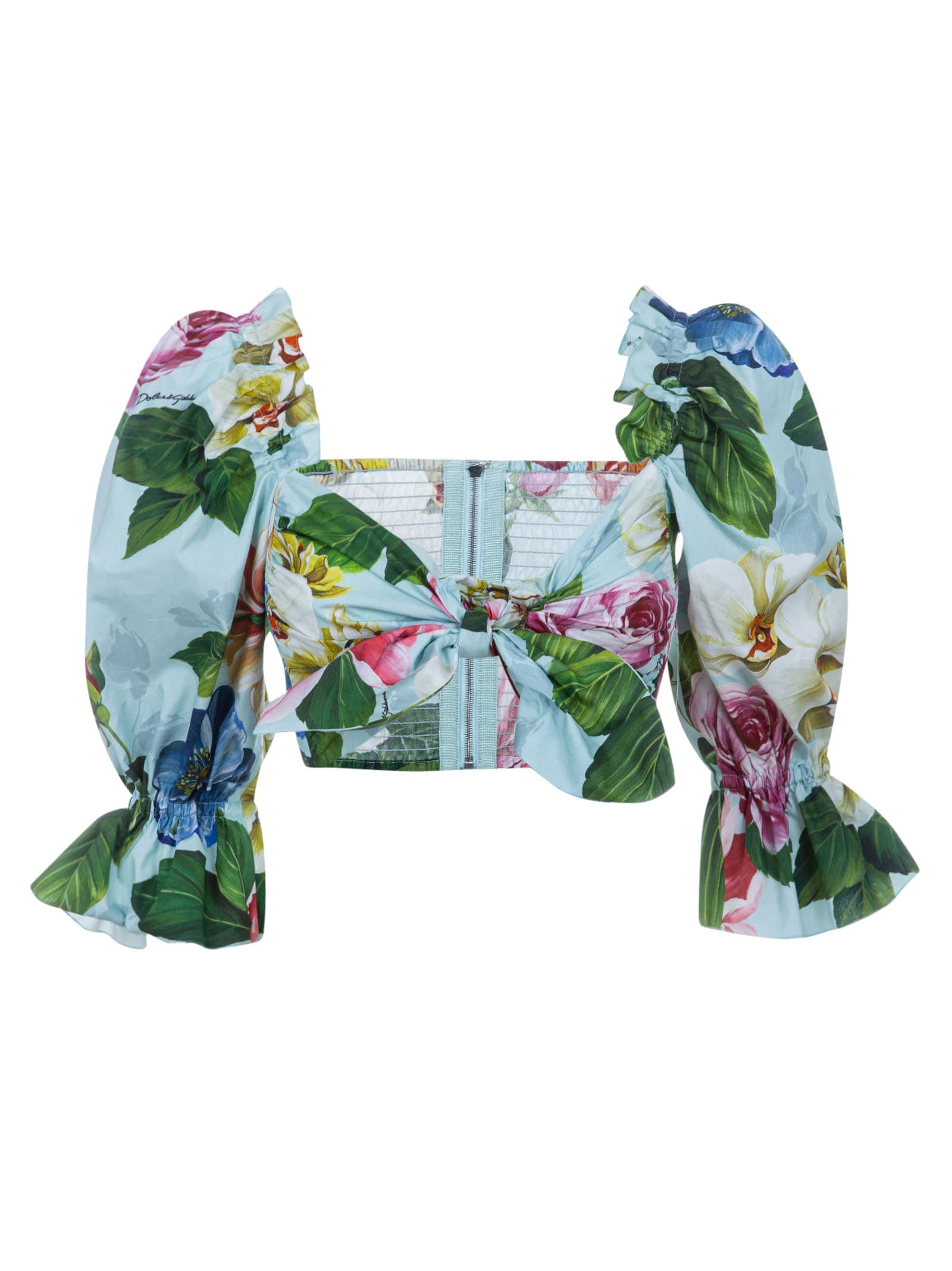 Dolce & Gabbana Bow-detail Floral Top In Multicolor