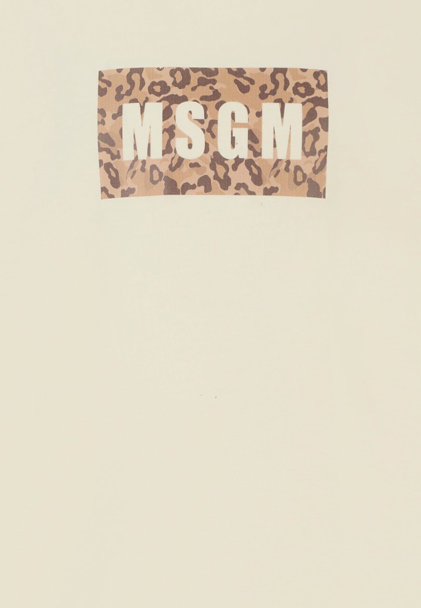 Msgm Ivory T-shirt For Girl With Logo In Neutral