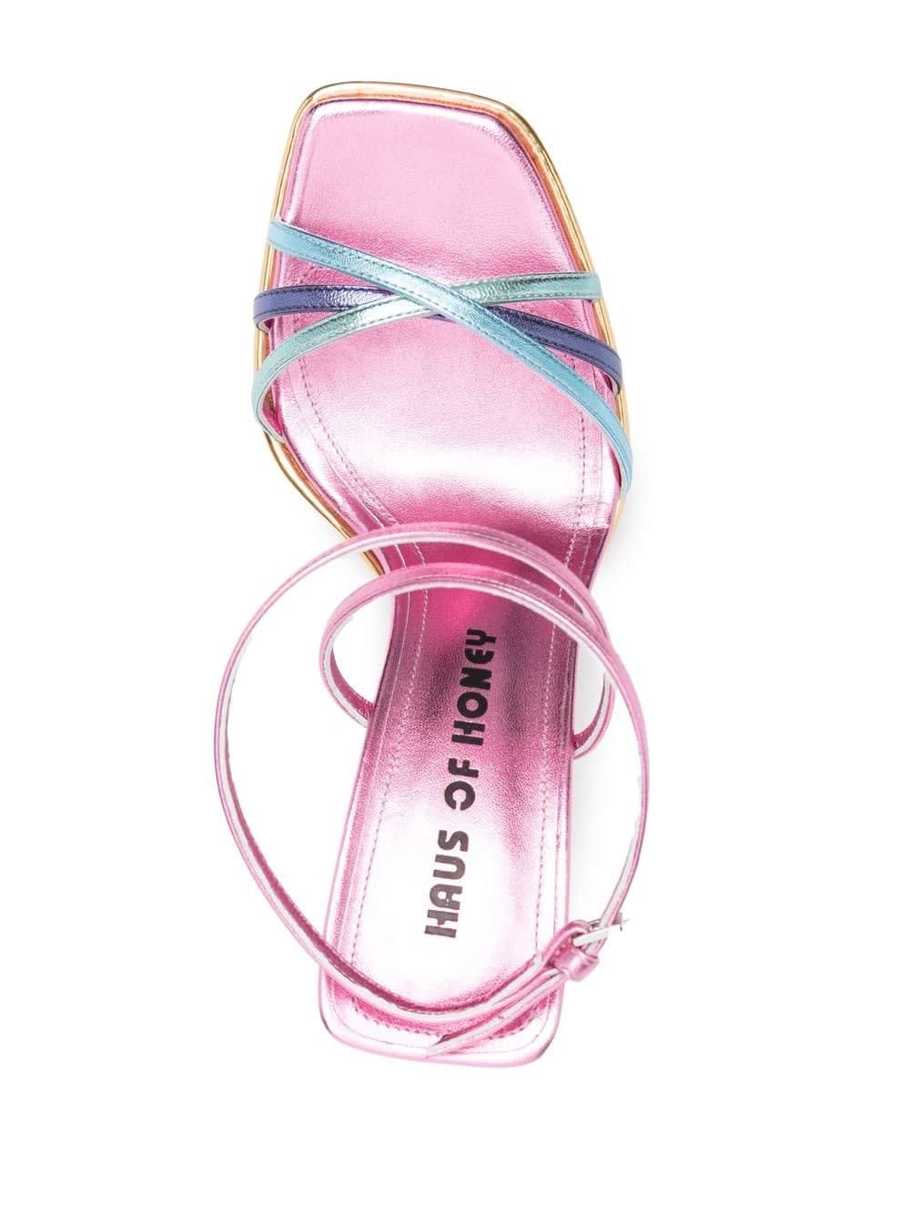 Haus Of Honey Wannabe Mirror Leather Sandals In Multi