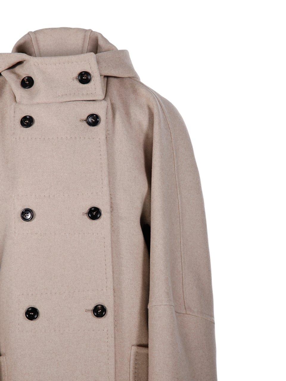 Shop Max Mara Hooded Button-up Coat In Beige