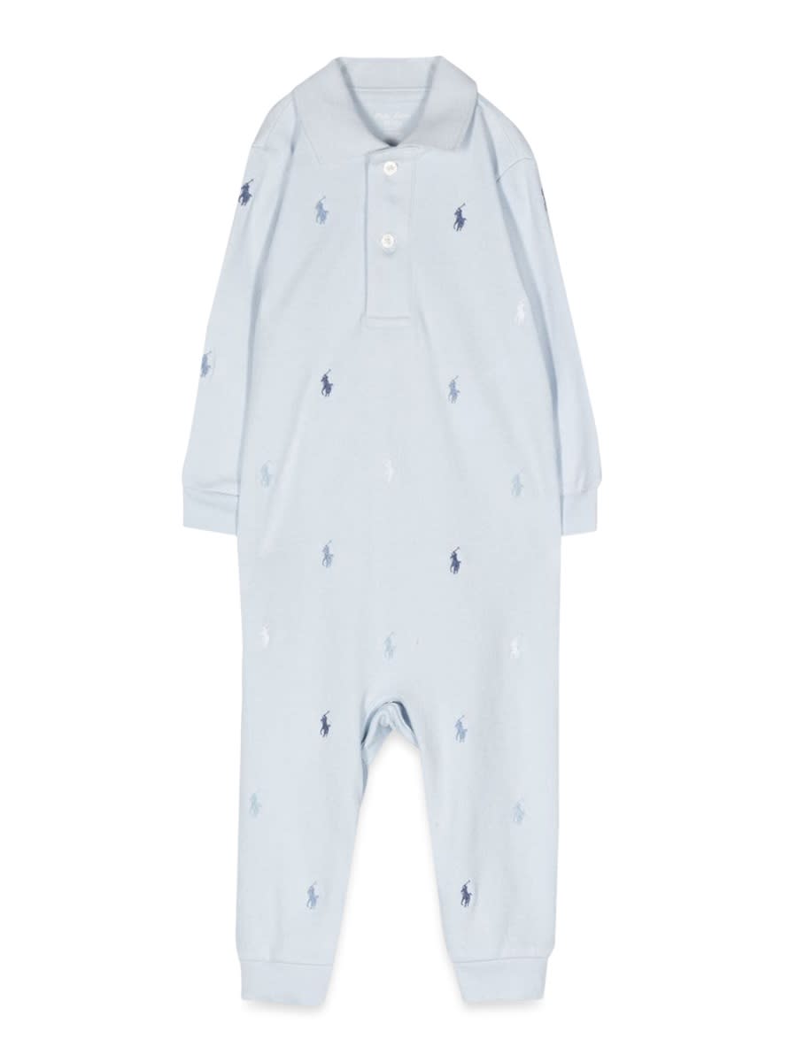 Polo Ralph Lauren Allover Logo Jumpsuit In Blue