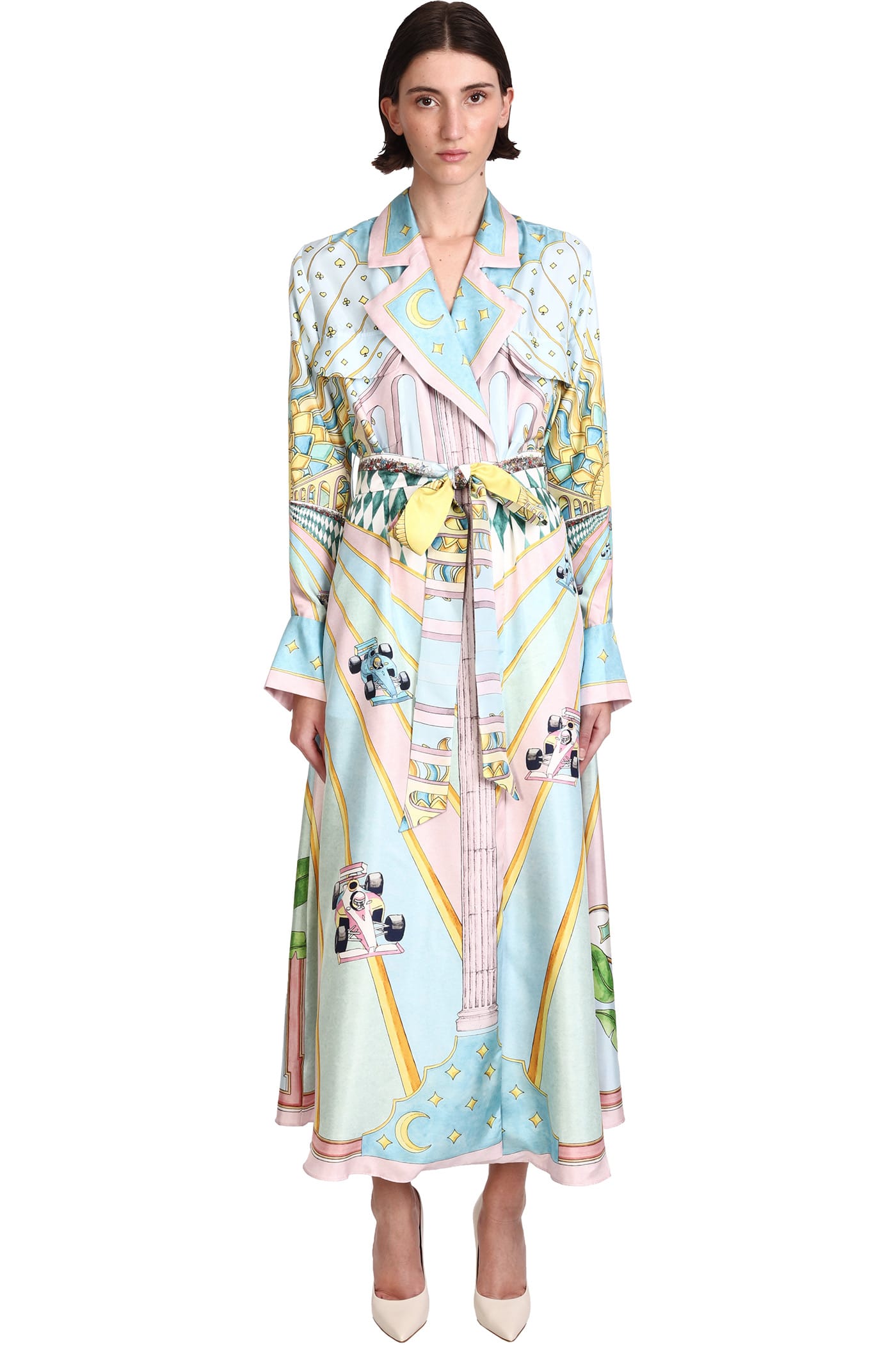 Casablanca Dress In Cyan Silk