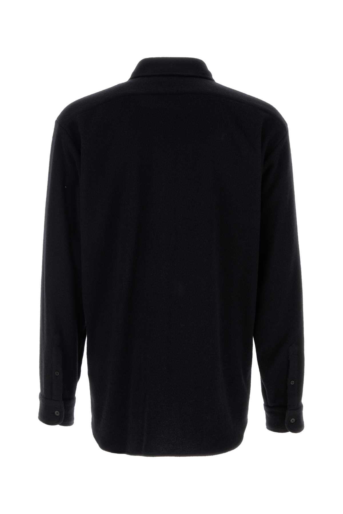 Shop The Row Black Stretch Cashmere Blend Ezra Shirt In Darknavy