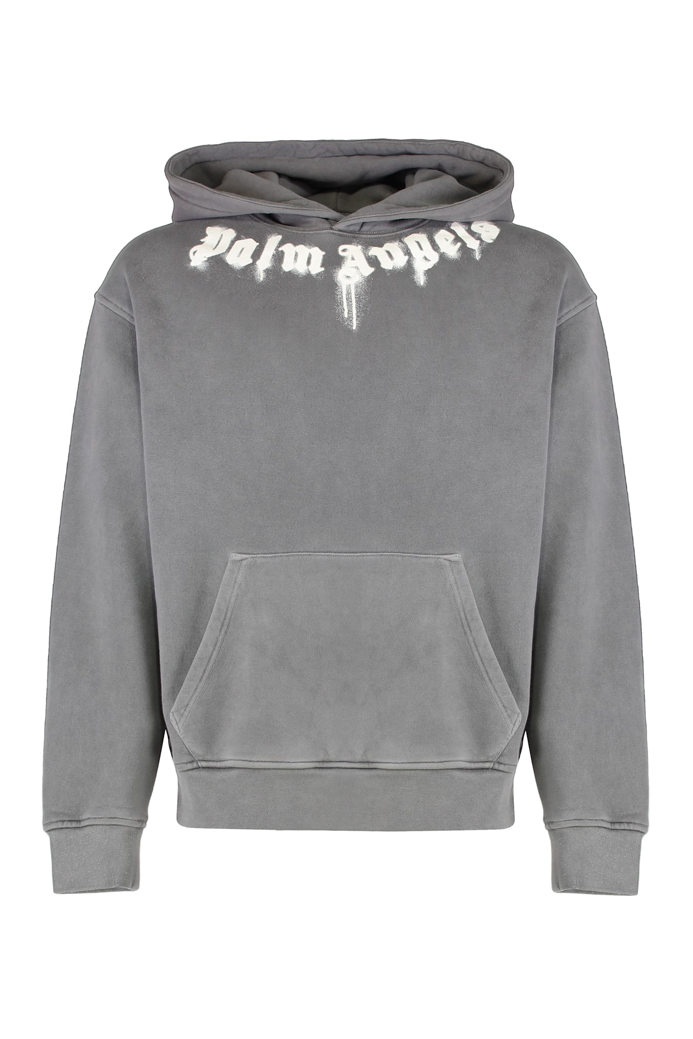 Palm Angels Hooded Sweatshirt In Cotton In Gray