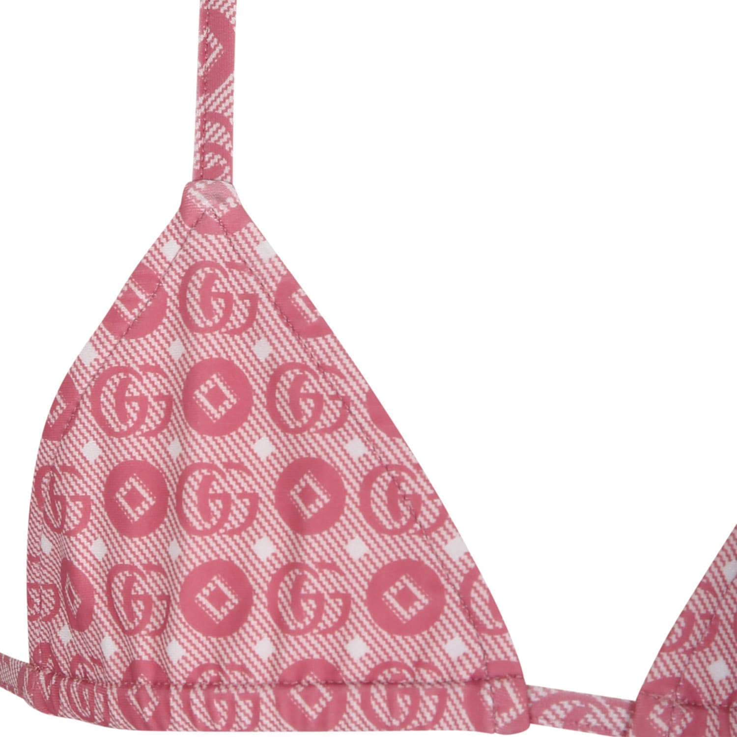 Shop Gucci Pink Bikini For Girl With A Double G Geometric Motif In Rosa