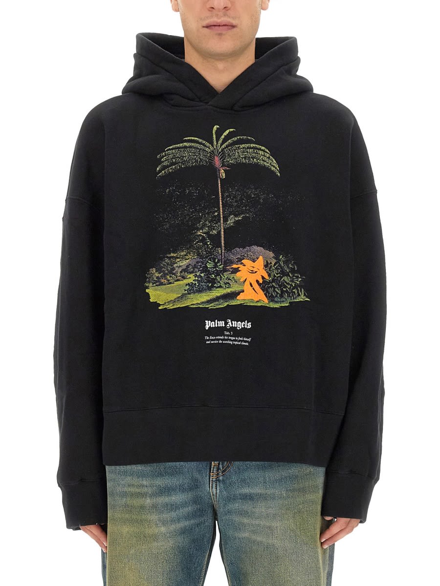 Shop Palm Angels Enzo Sweatshirt From The Tropics In Black