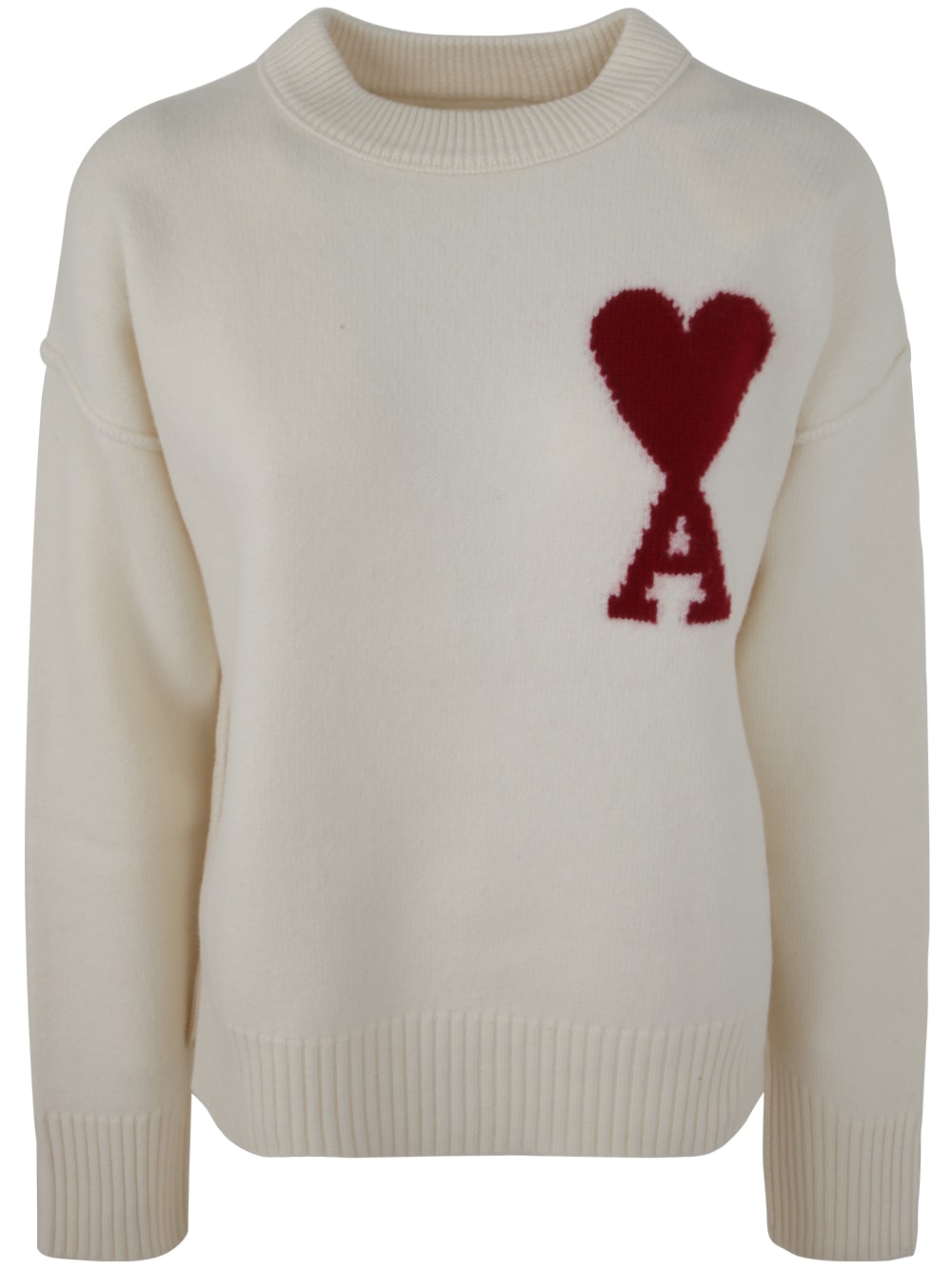 Red Adc Wool Crewneck Sweater In White