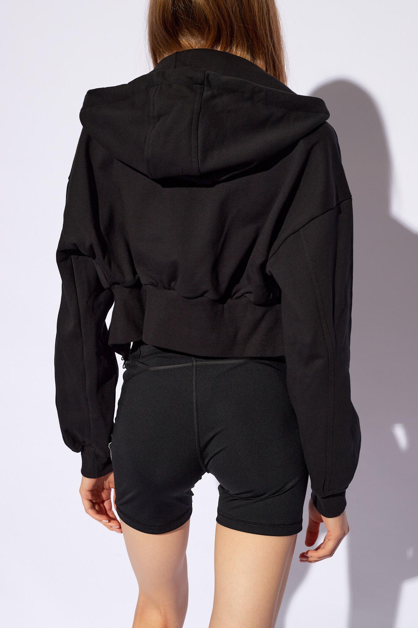 Shop Adidas By Stella Mccartney Cropped Hoodie With Logo In Black