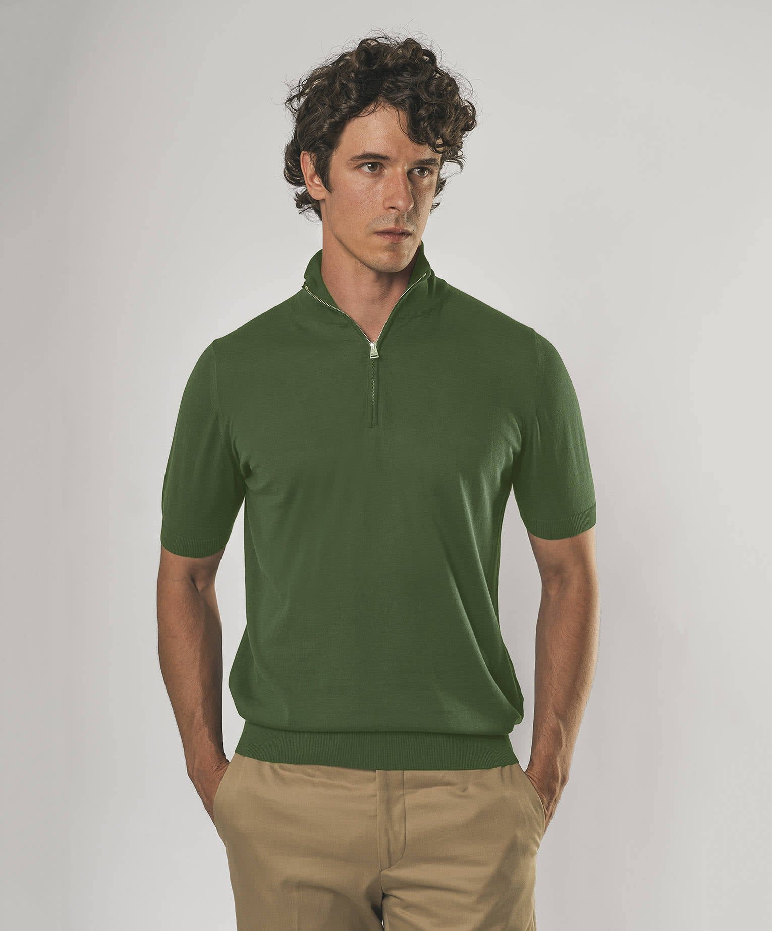Larusmiani Paul T-shirt With Zip Sweater In Green