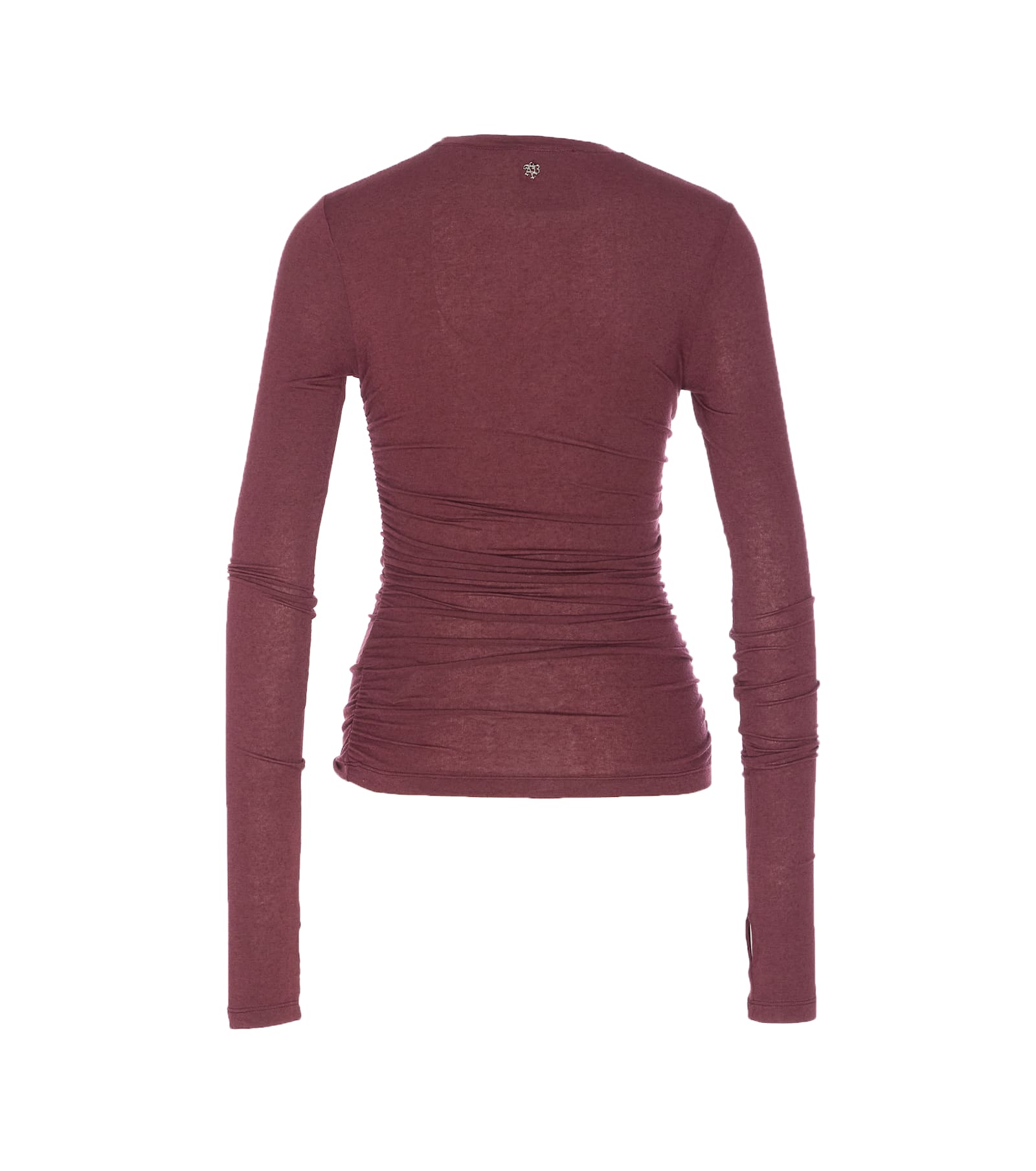 Aniye By Didy Long-sleeve Ruched Top In Burgundy