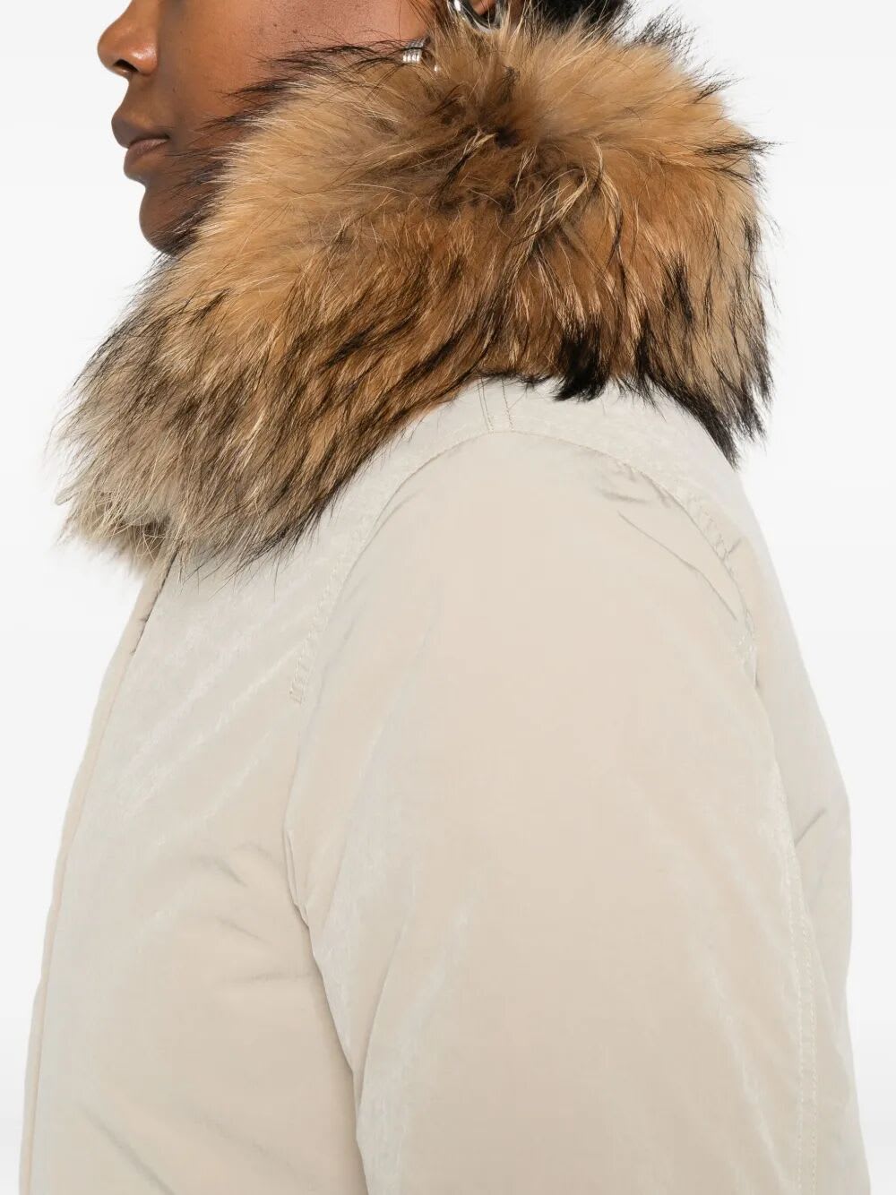 Woolrich Insulated Jackets Featuring Fur Trim In Brown