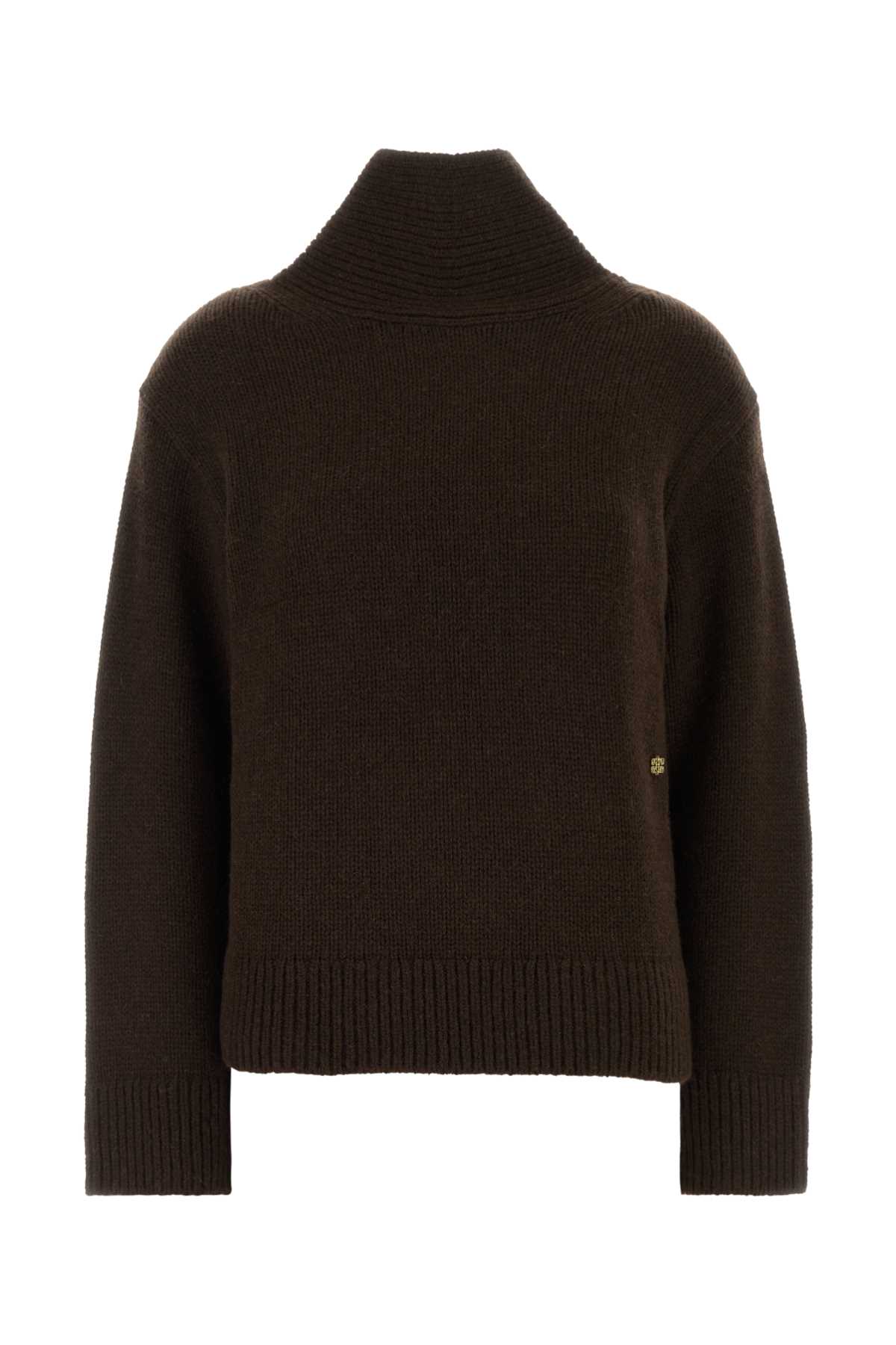 Ganni Brown Wool And Yak Sweater In Brown
