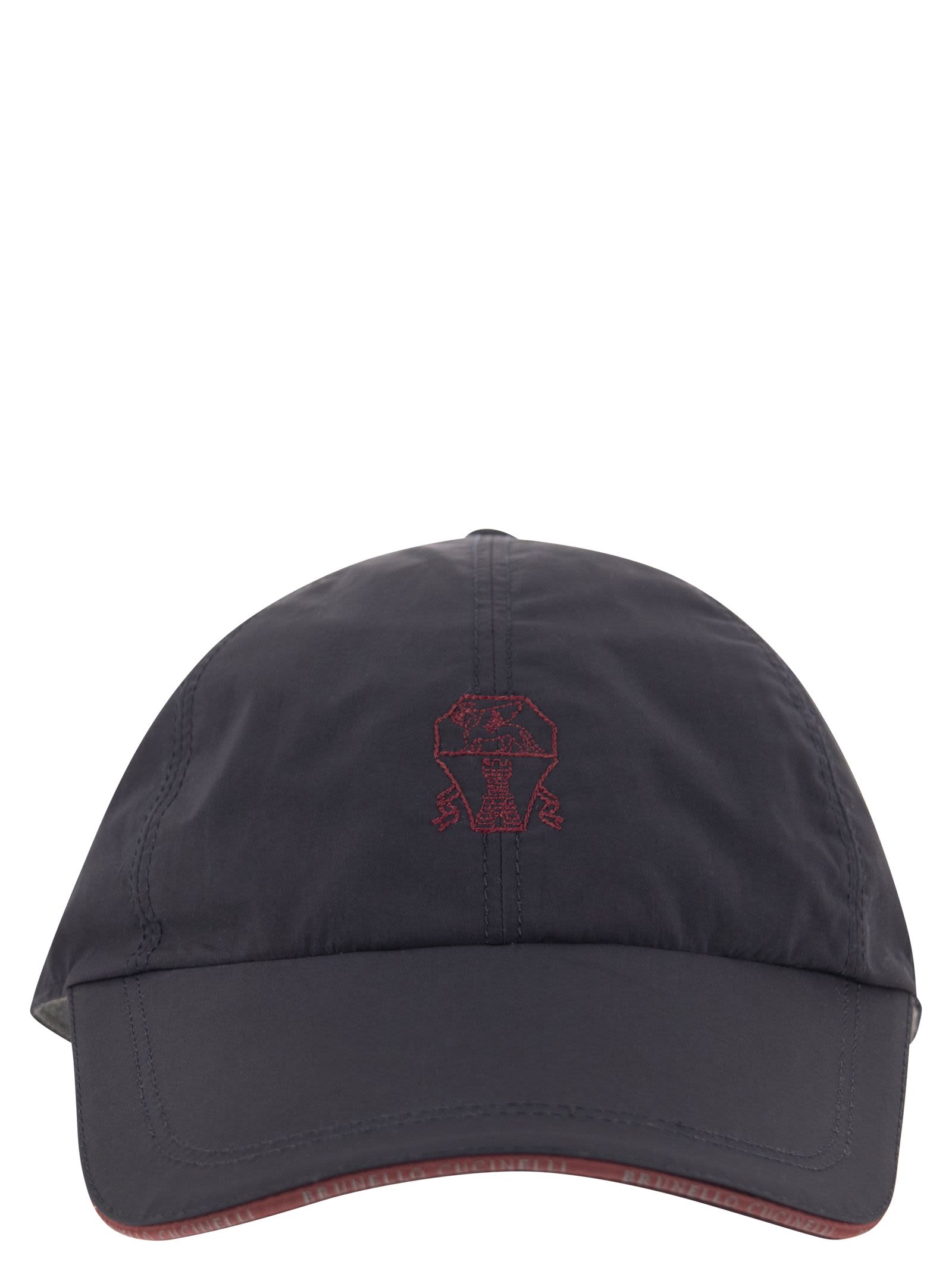 Brunello Cucinelli Water-repellent Microfibre Baseball Cap With Contrasting Details And Embroidered Logo