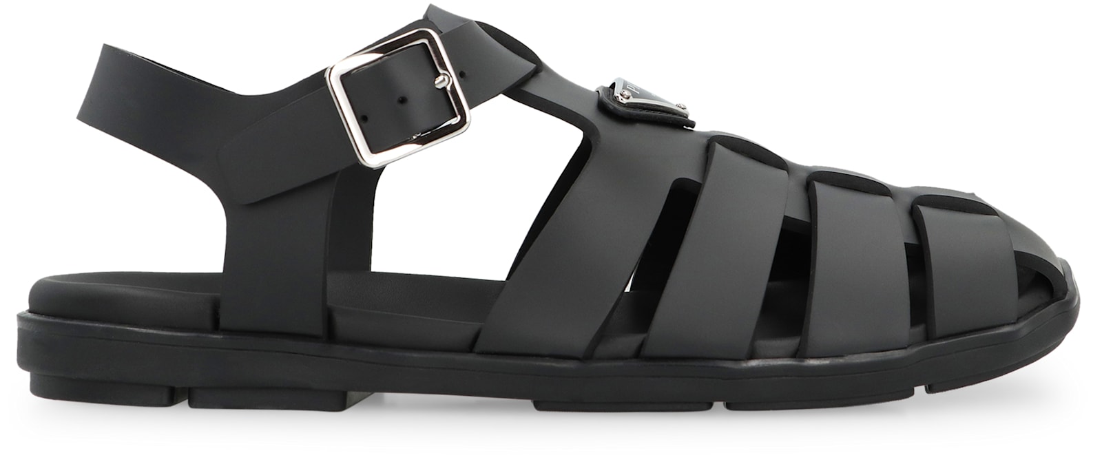 Shop Prada Rubber Sandals In Black