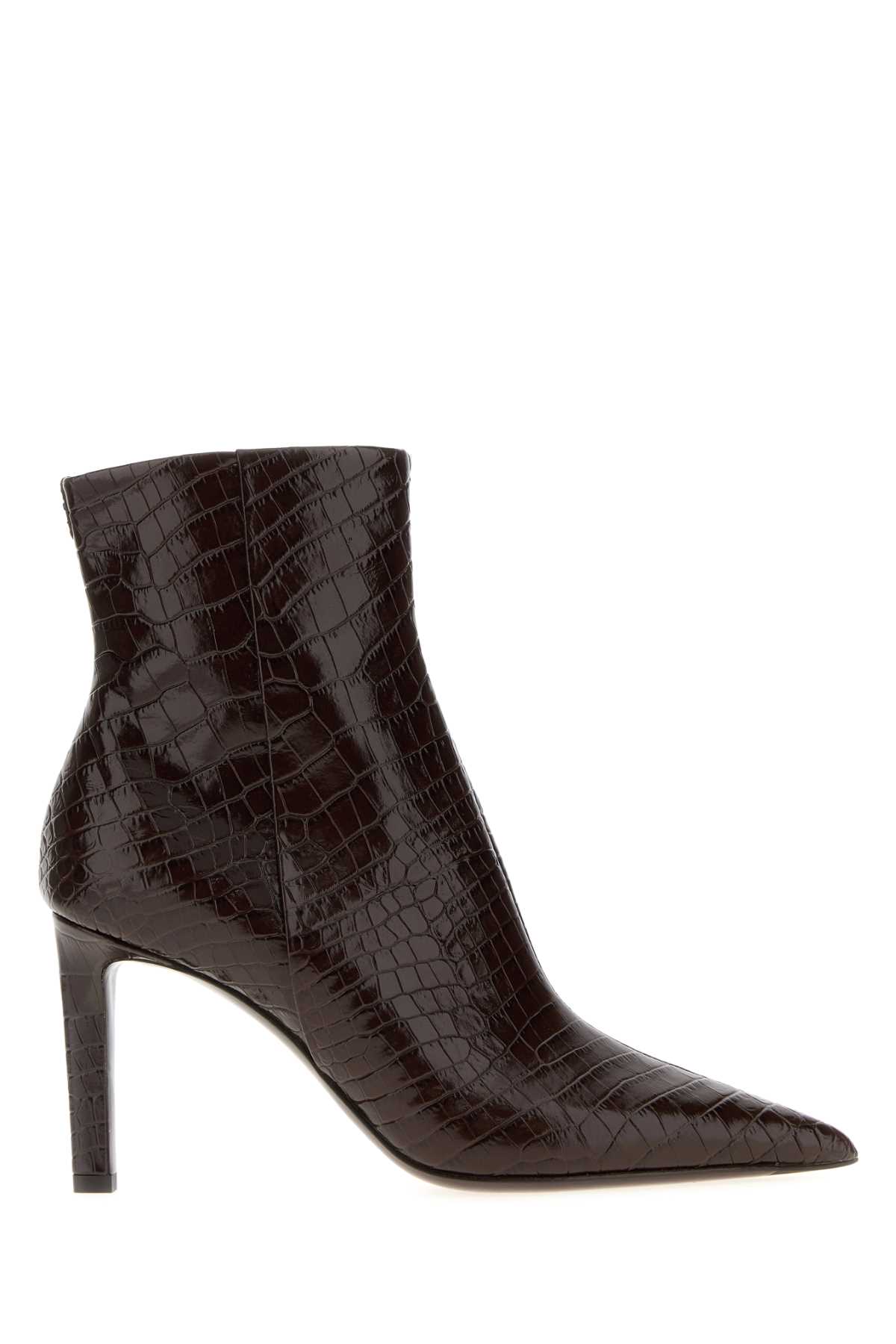 Jimmy Choo Croc-embossed Leather Ankle Boots With Pointed Toe In Burgundy