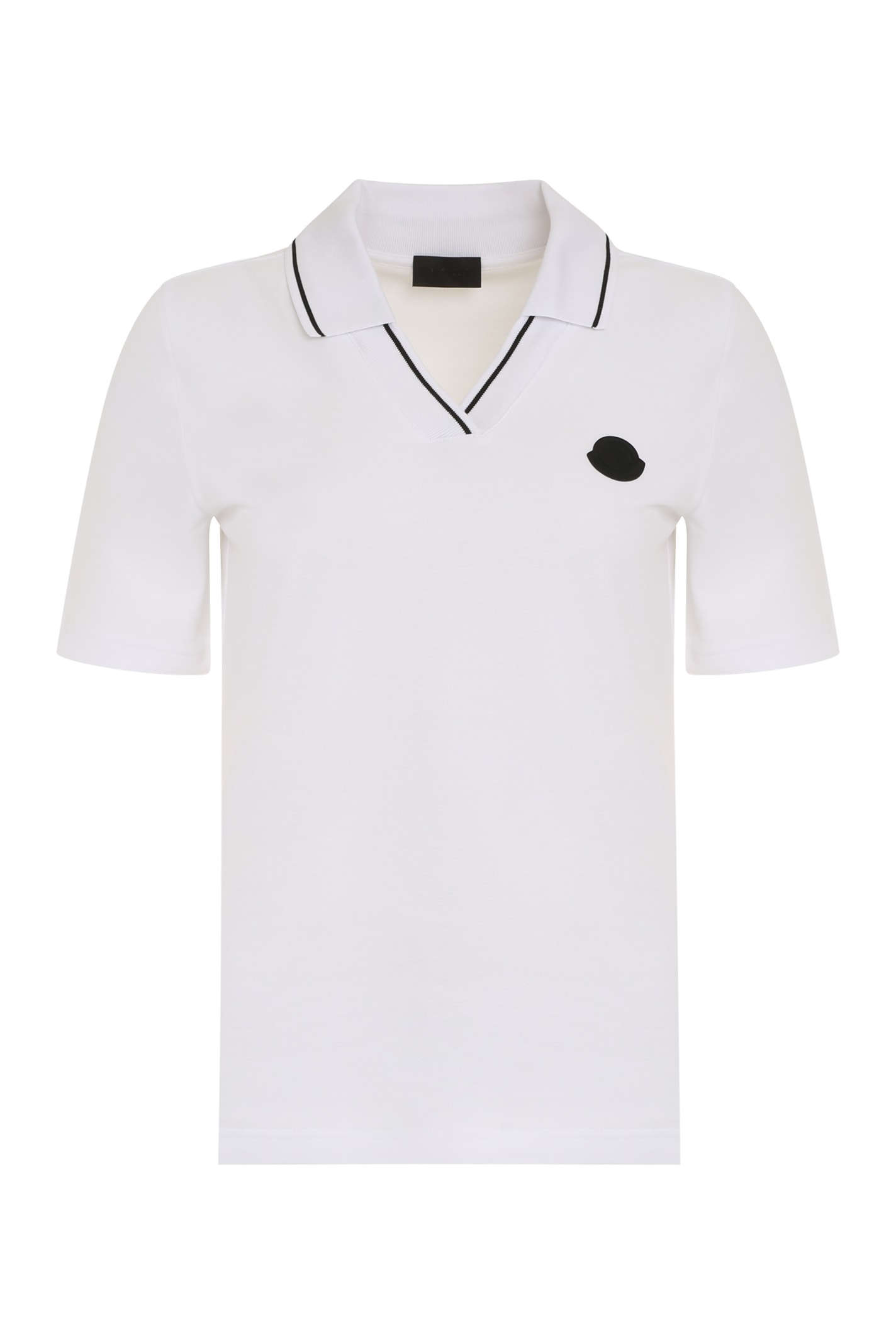 Shop Moncler Cotton-piqué Polo Shirt In White