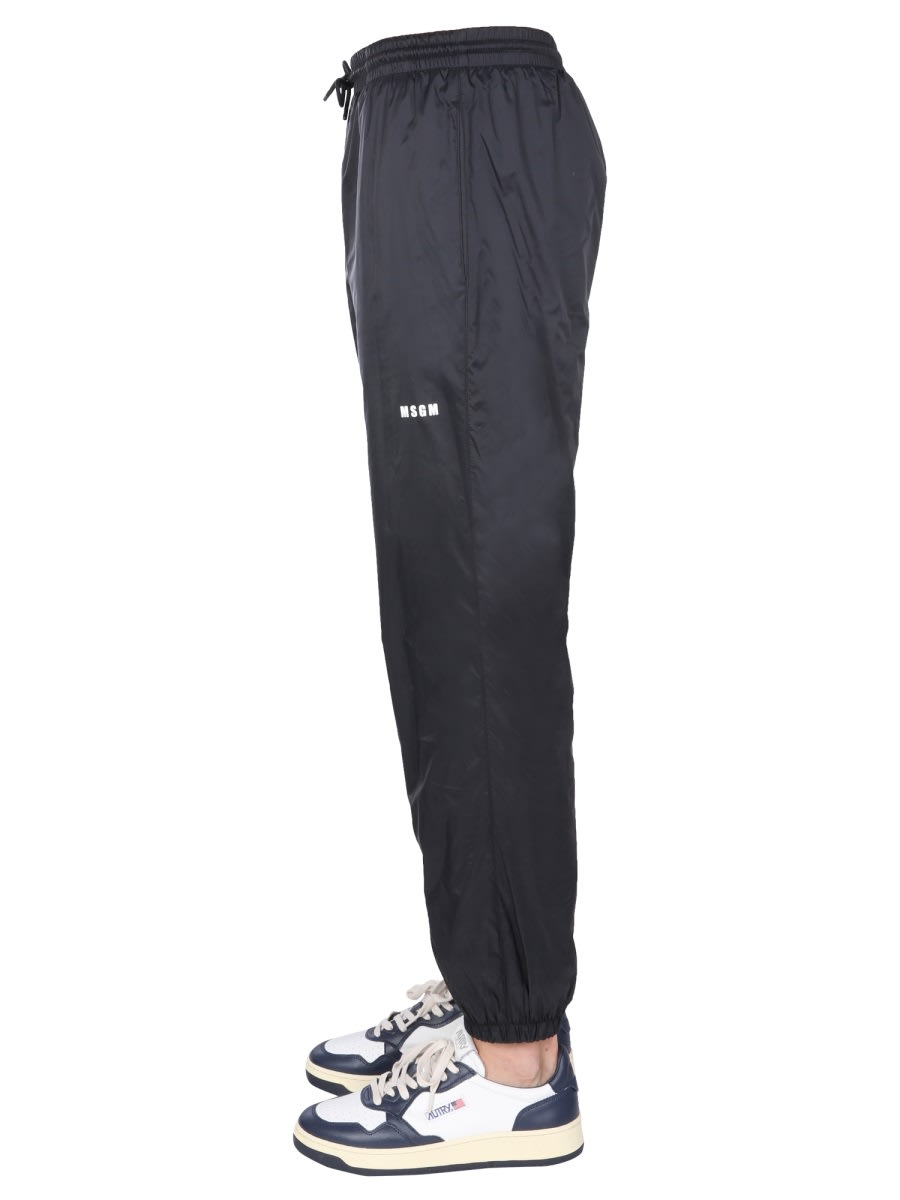 Shop Msgm Nylon Jogging Pants In Black