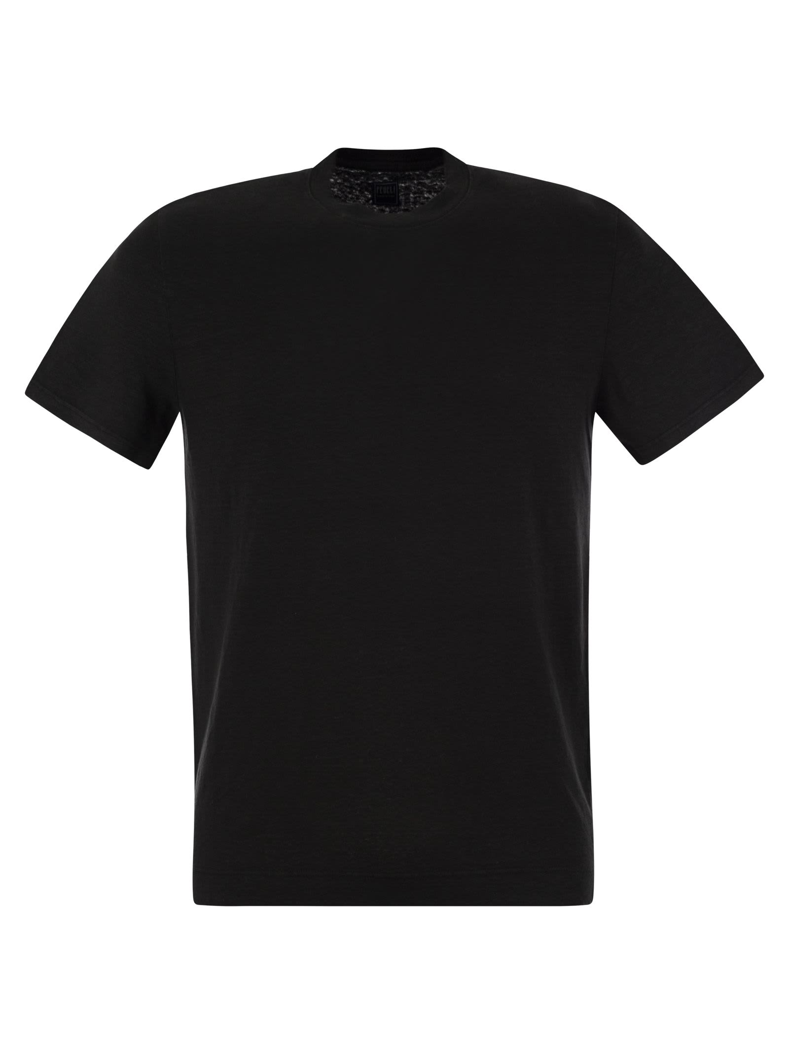 Shop Fedeli Linen Flex T-shirt T-shirt In Nero