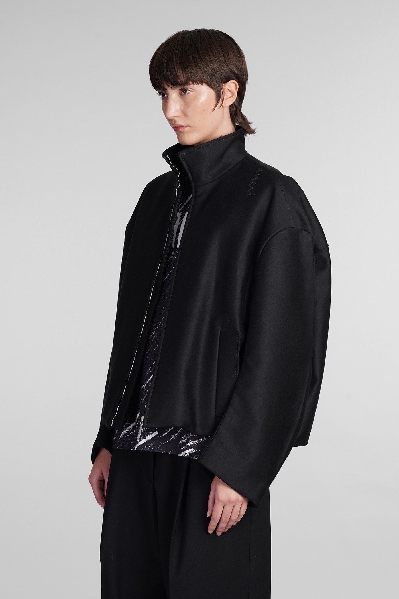 Shop Marni Casual Jacket In Black Polyester