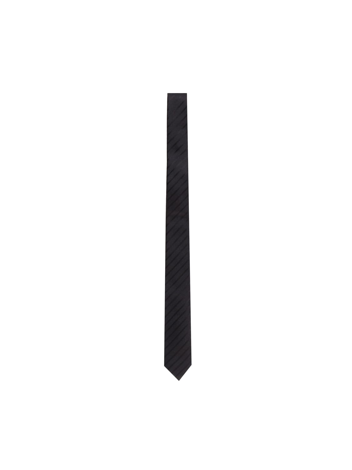 Shop Saint Laurent Thin Tie In Pure Silk In Black