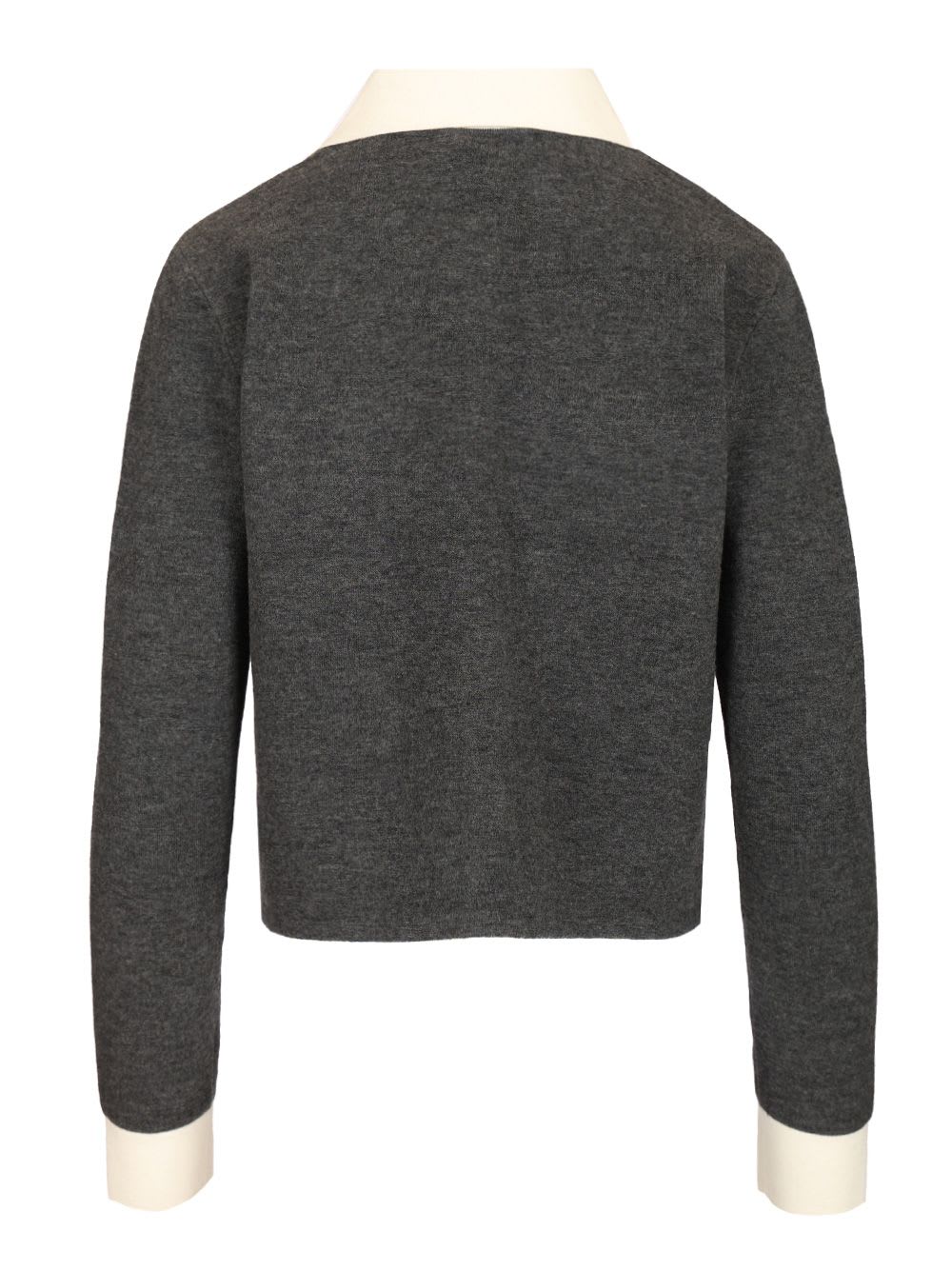 Self-portrait Contrast Collar Wool Blend Cardigan In Black