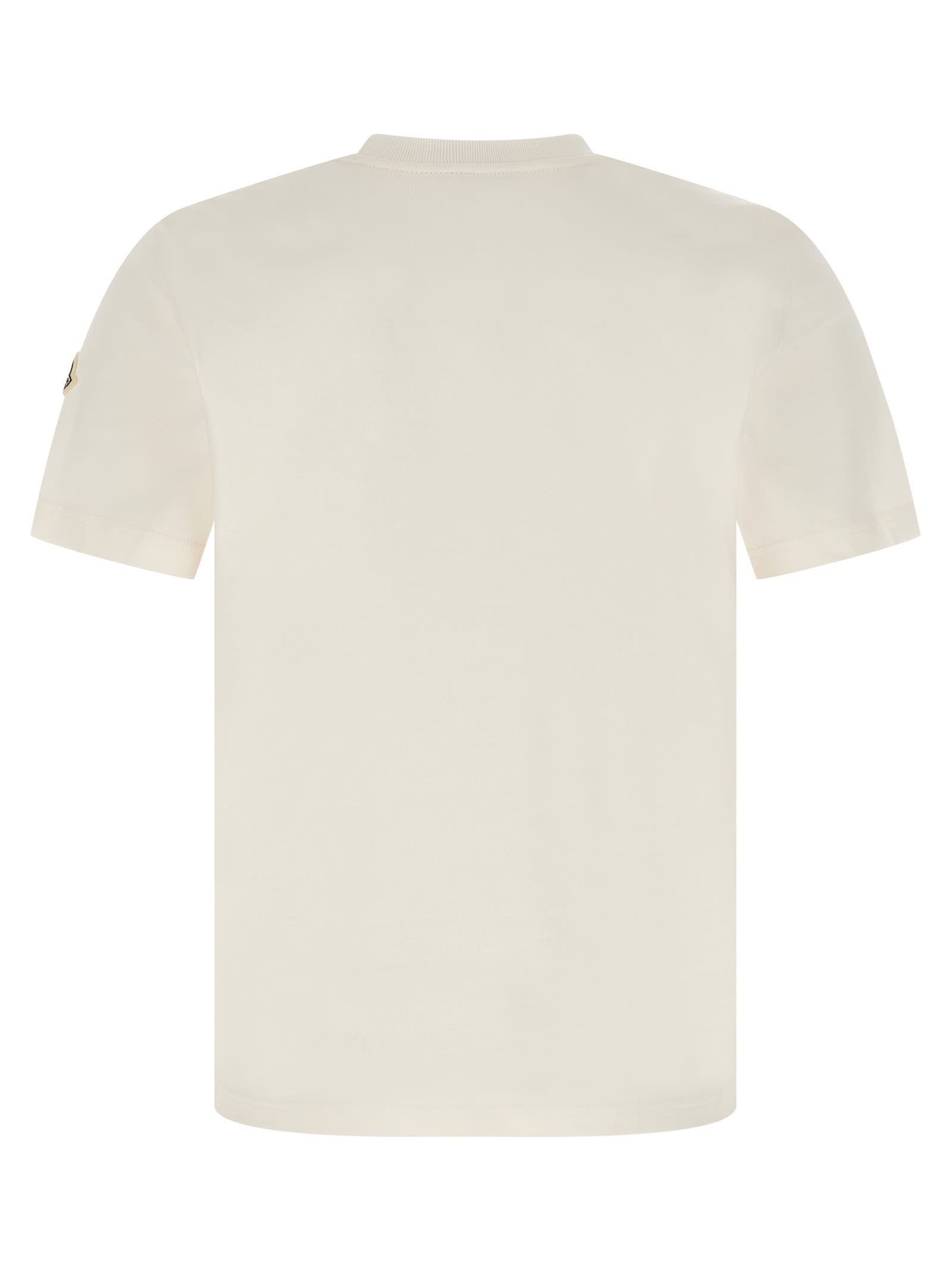 Moncler Cotton T-shirt With Ribbed Crew Neck And Signature Logo Patches In White