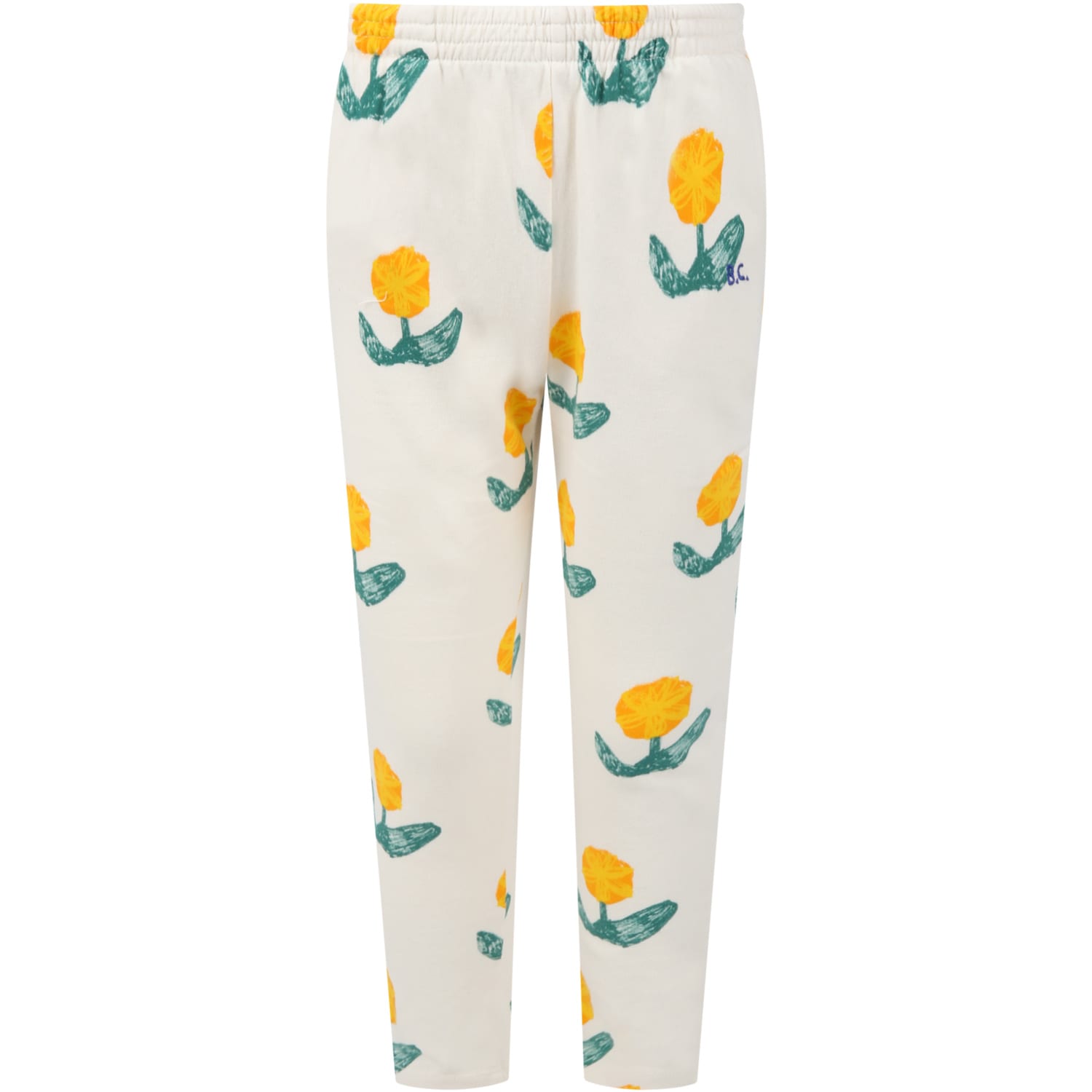 Bobo Choses Ivory Sweatpants For Girl With Yellow Flowers
