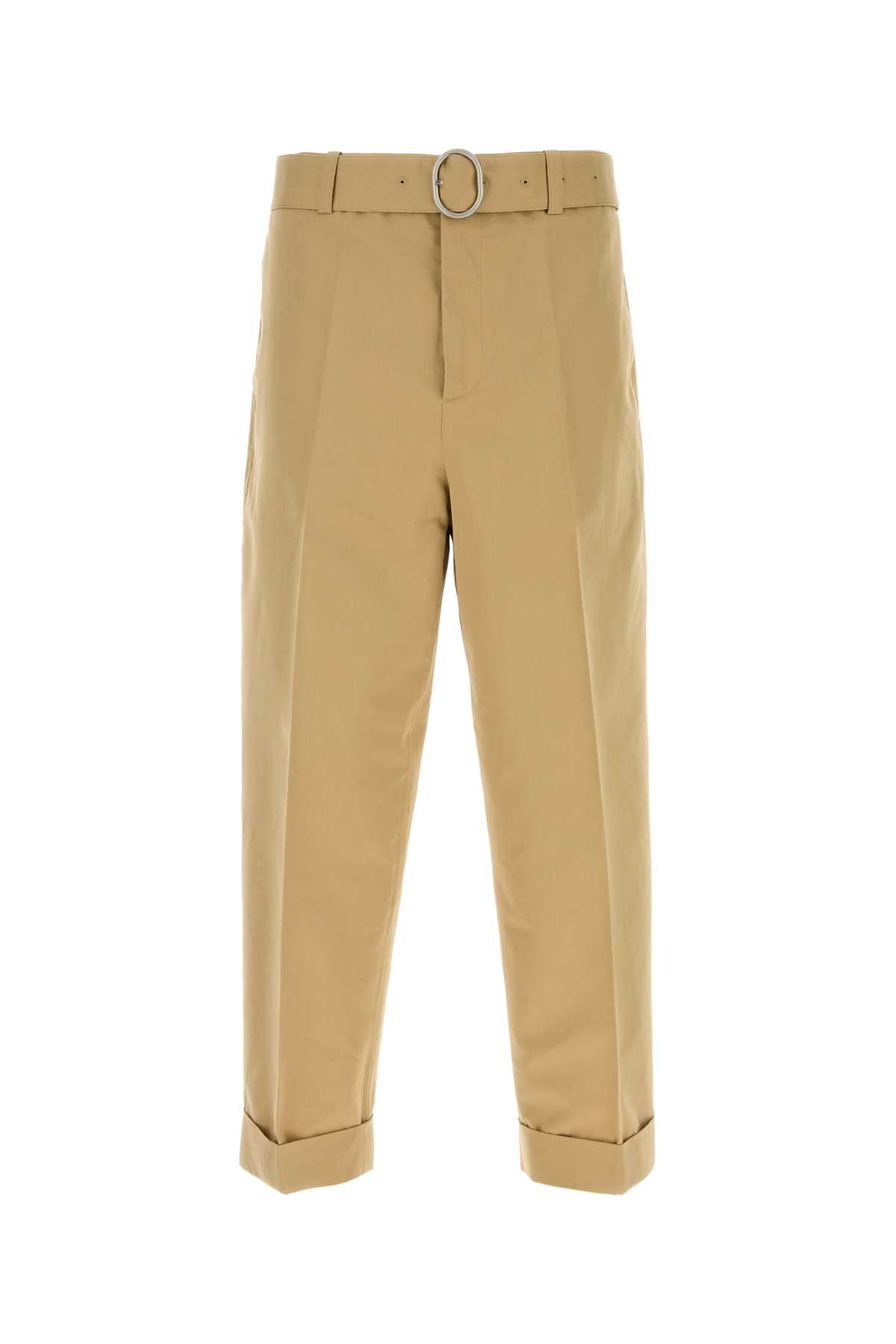 Jil Sander Cotton Blend Trousers Cuffed Hem In 235