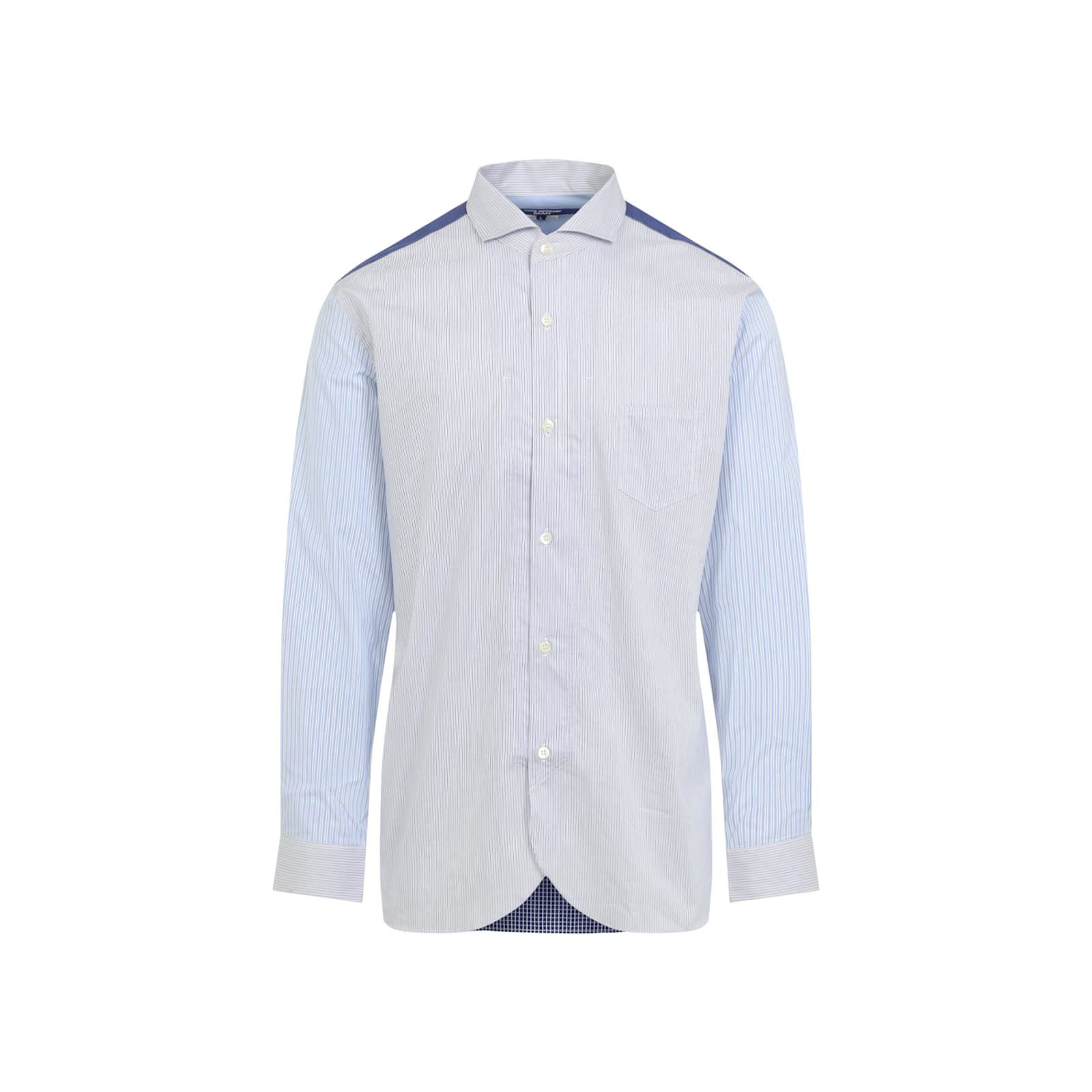 Shop Junya Watanabe Cotton Shirt In Sax Wht X Blu