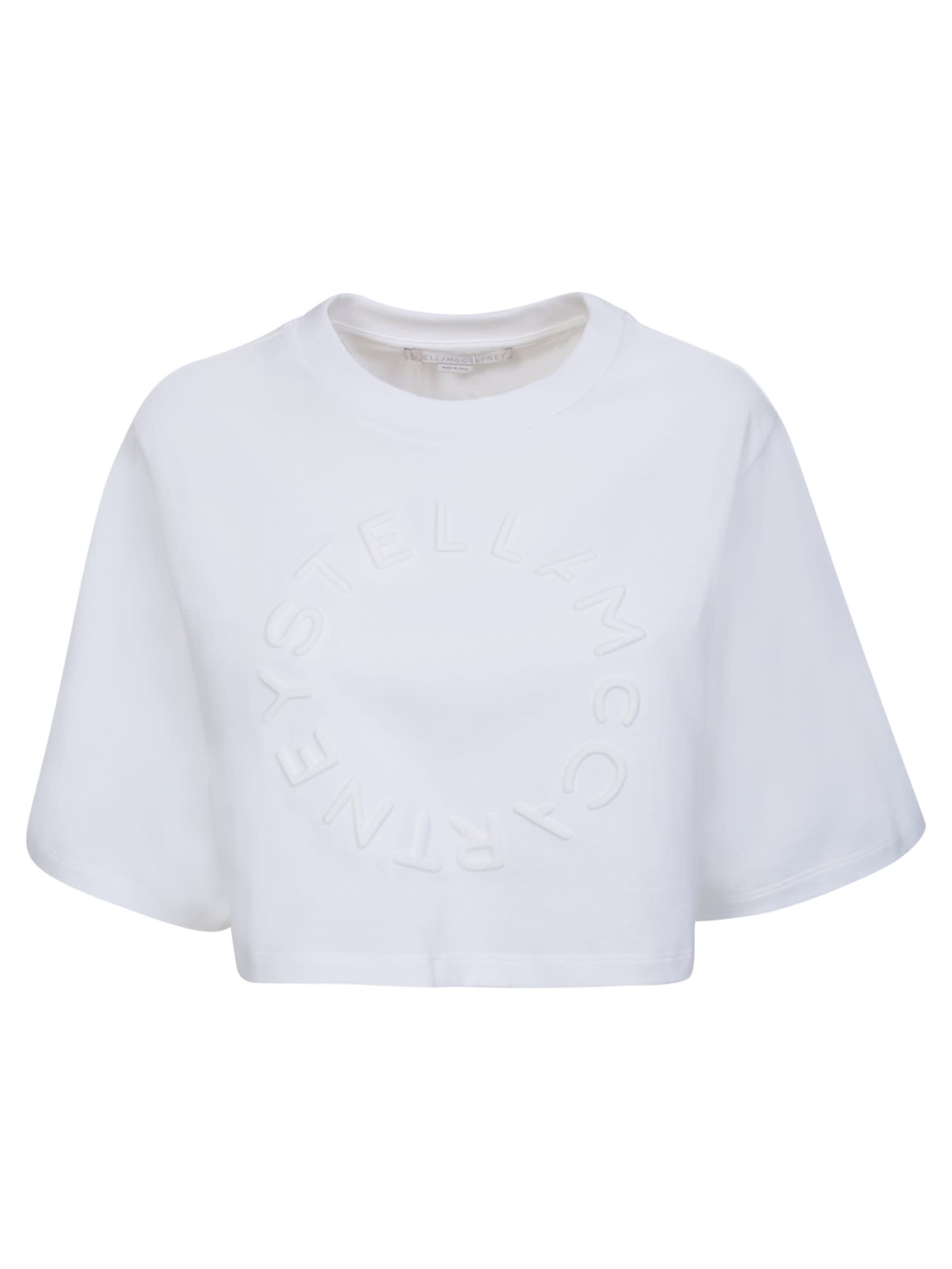 Shop Stella Mccartney Logo Cropped T-shirt In White