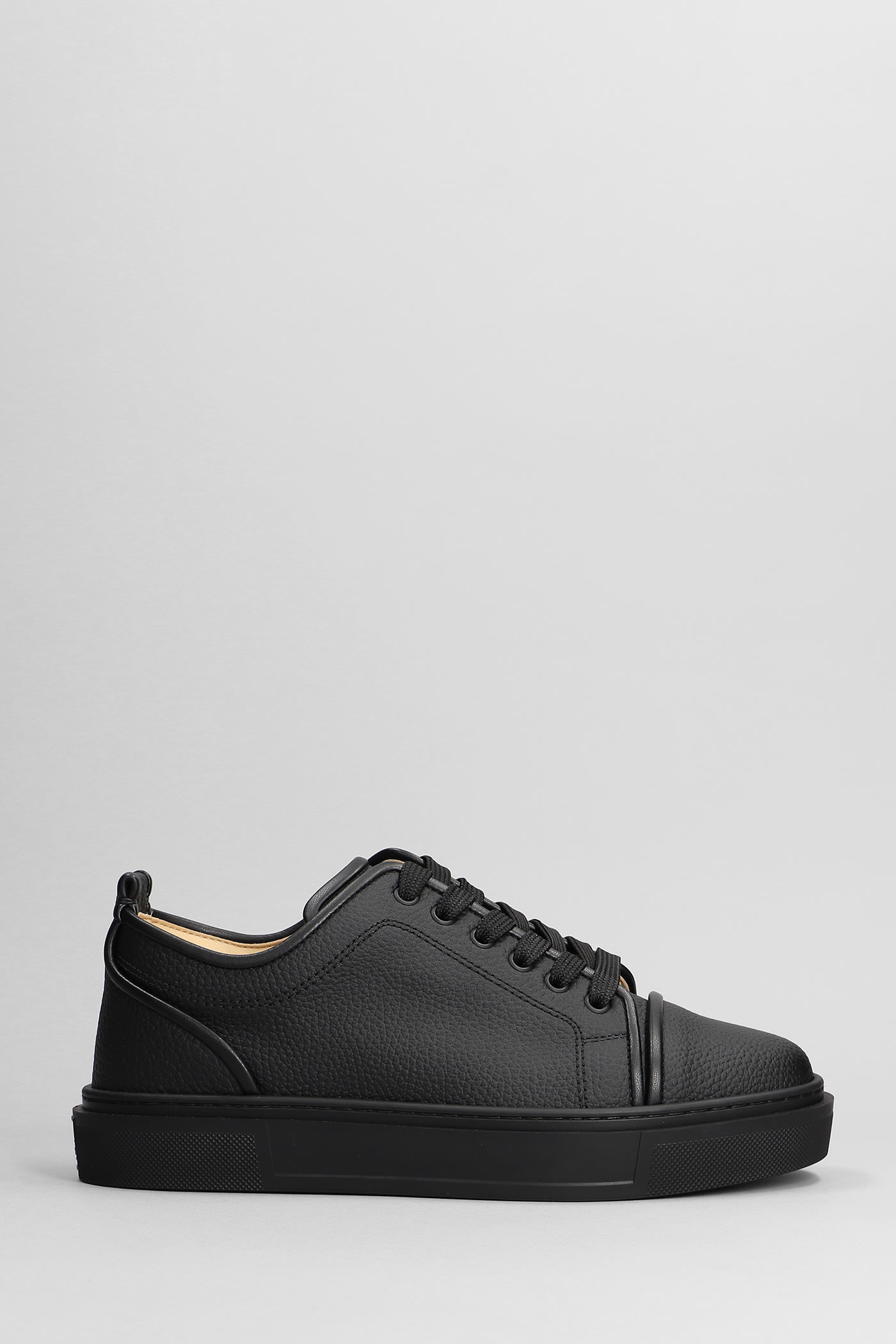 CHRISTIAN LOUBOUTIN ADOLON JUNIOR SNEAKERS IN BLACK LEATHER