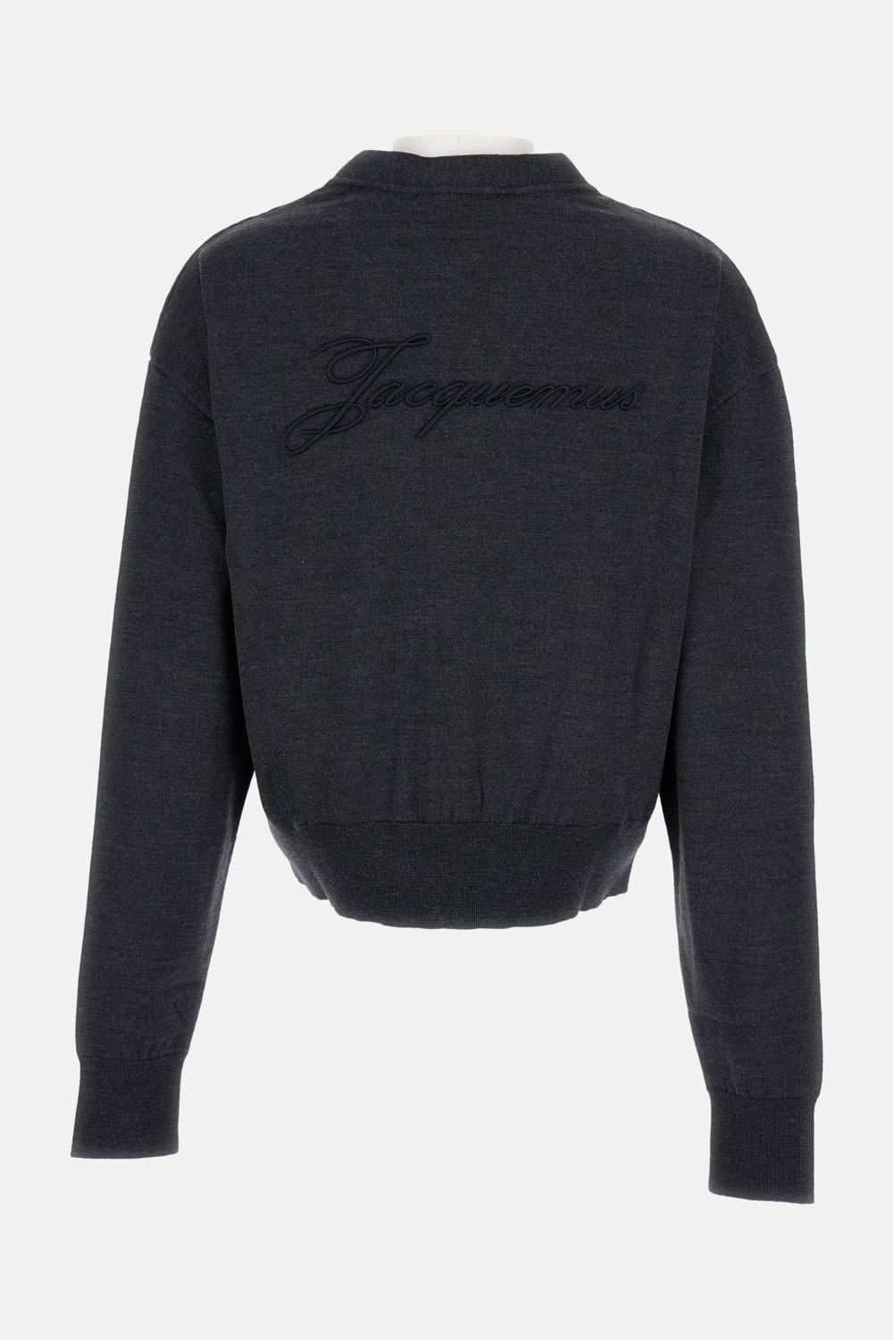 Jacquemus Knit Cardigan With Ribbed Cuffs And V-neck In Black