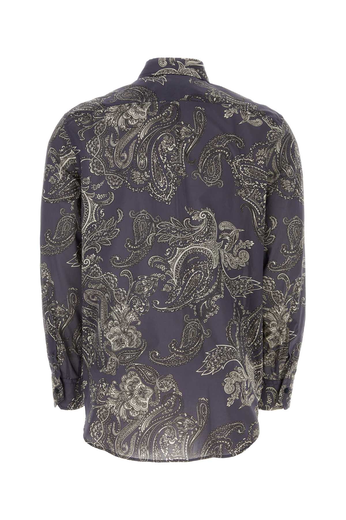 Etro Printed Cotton Shirt In Blue