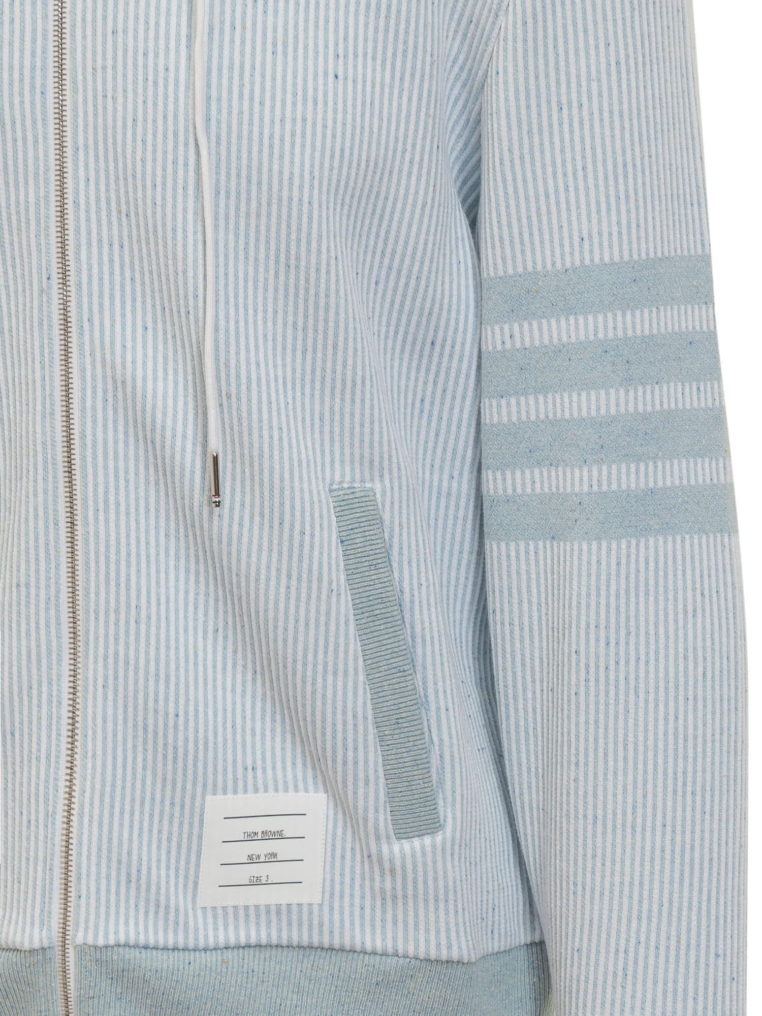 Shop Thom Browne 4-bar Cotton And Silk Hoodie In Light Blue