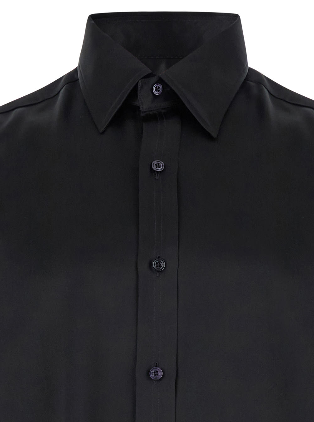 Shop Tom Ford Black Oversized Shirt With Classic Collar In Silk Man