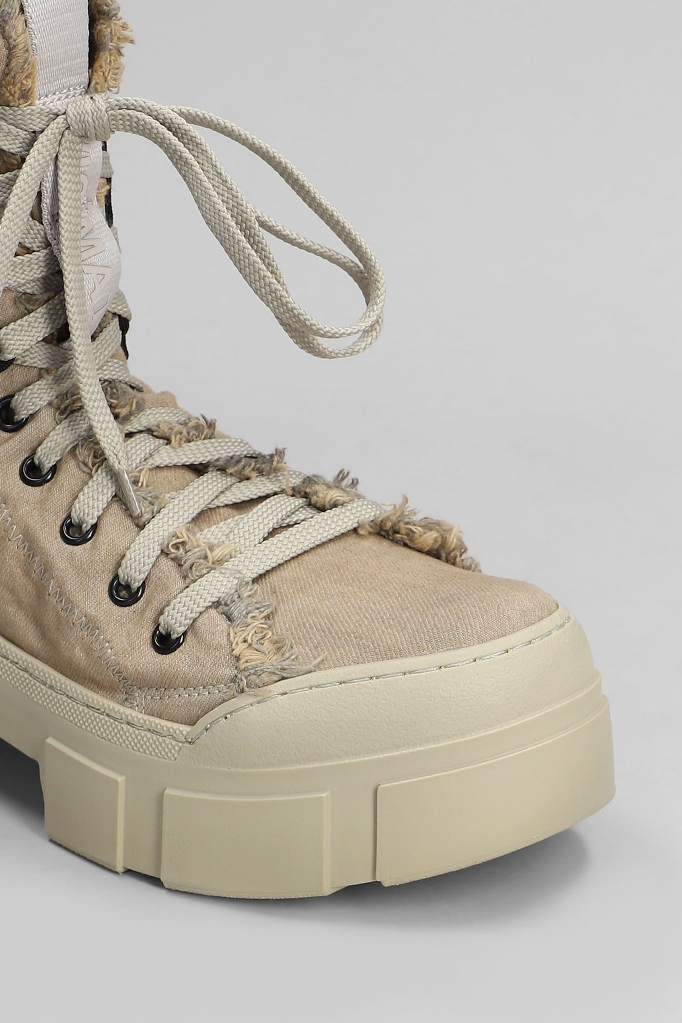 VIC MATIE DENIM-ENZINI 305-355 COMBAT BOOTS IN BEIGE FABRIC