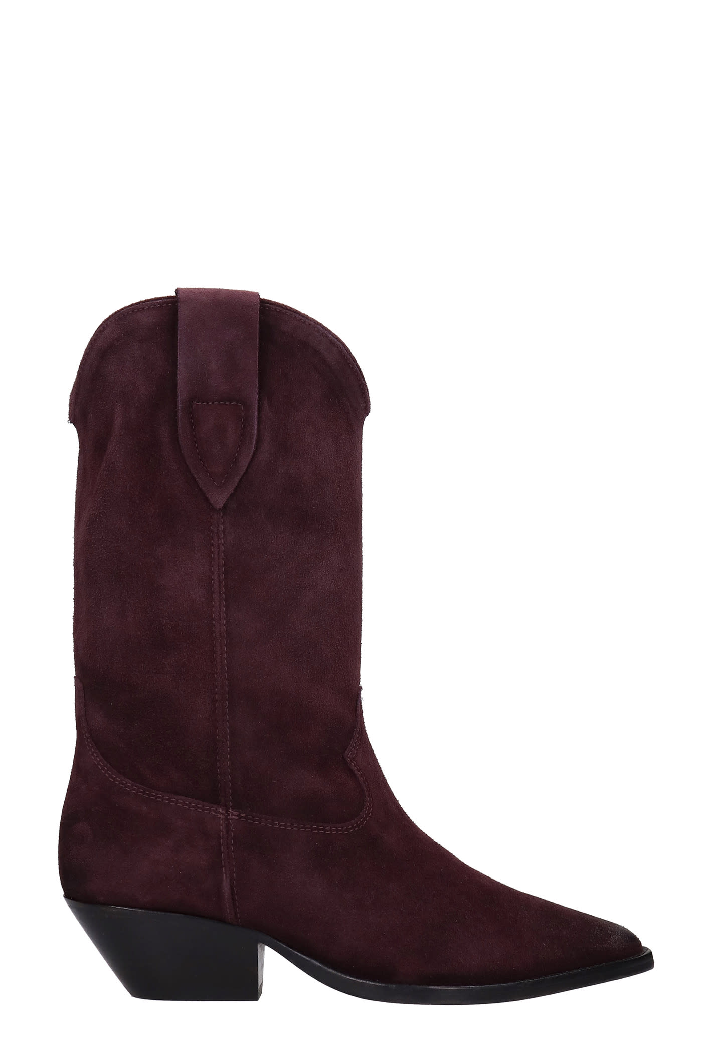 Isabel Marant Deurto Texan Ankle Boots In Bordeaux Suede