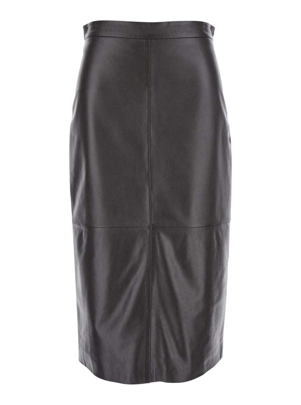 Antonelli Kinder Black Midi Skirt With Rear Single Slit In Leather Woman In Brown