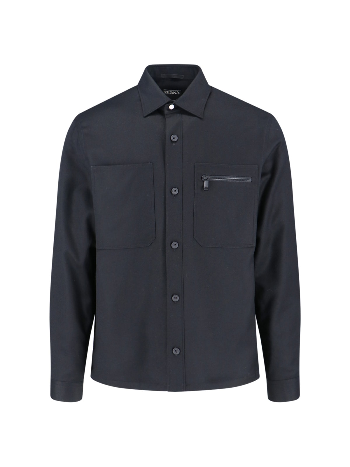 Zegna Padded Techmerino Shirt Jacket In Black